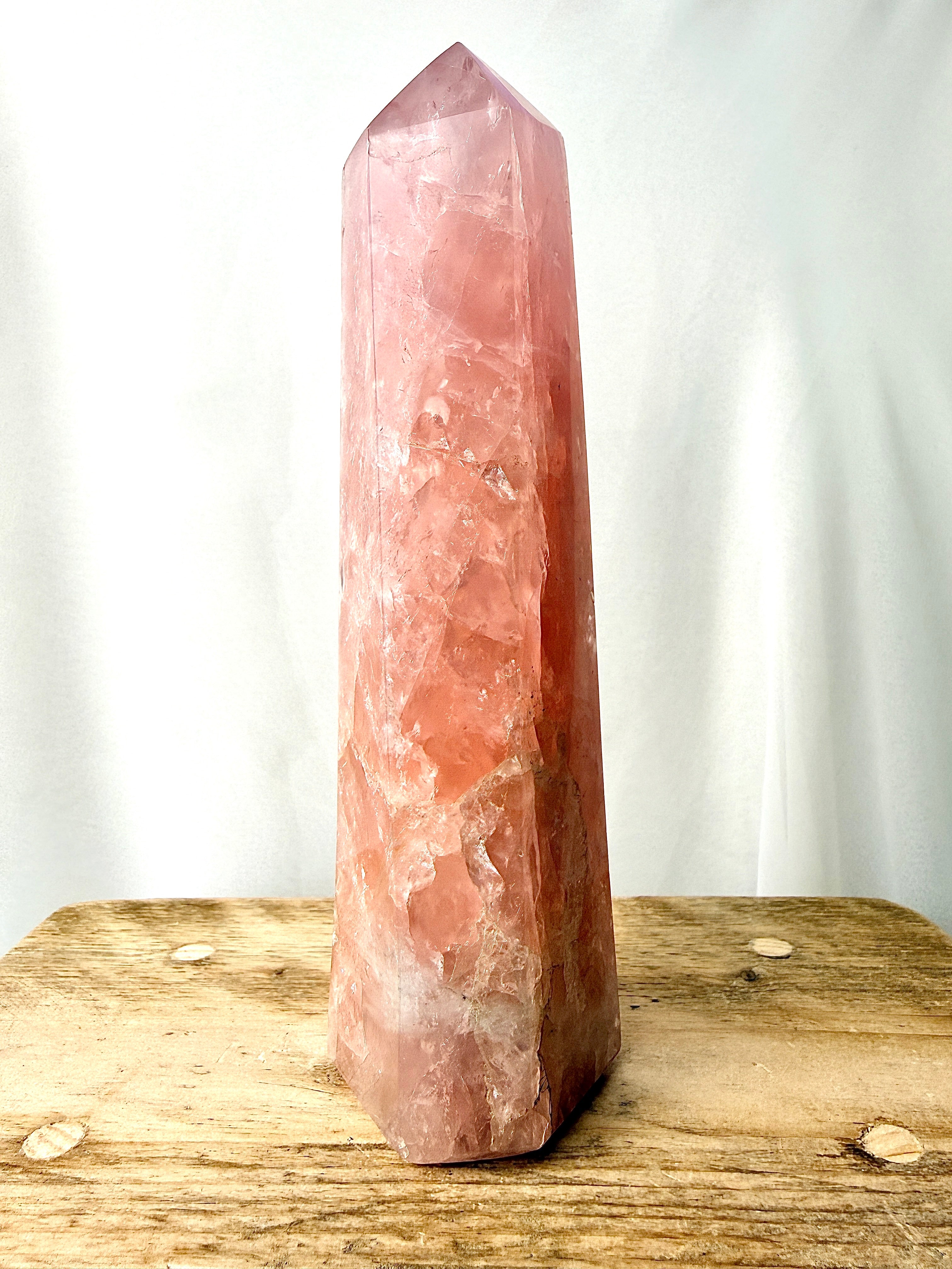 Natural Rose Quartz Crystal Tower