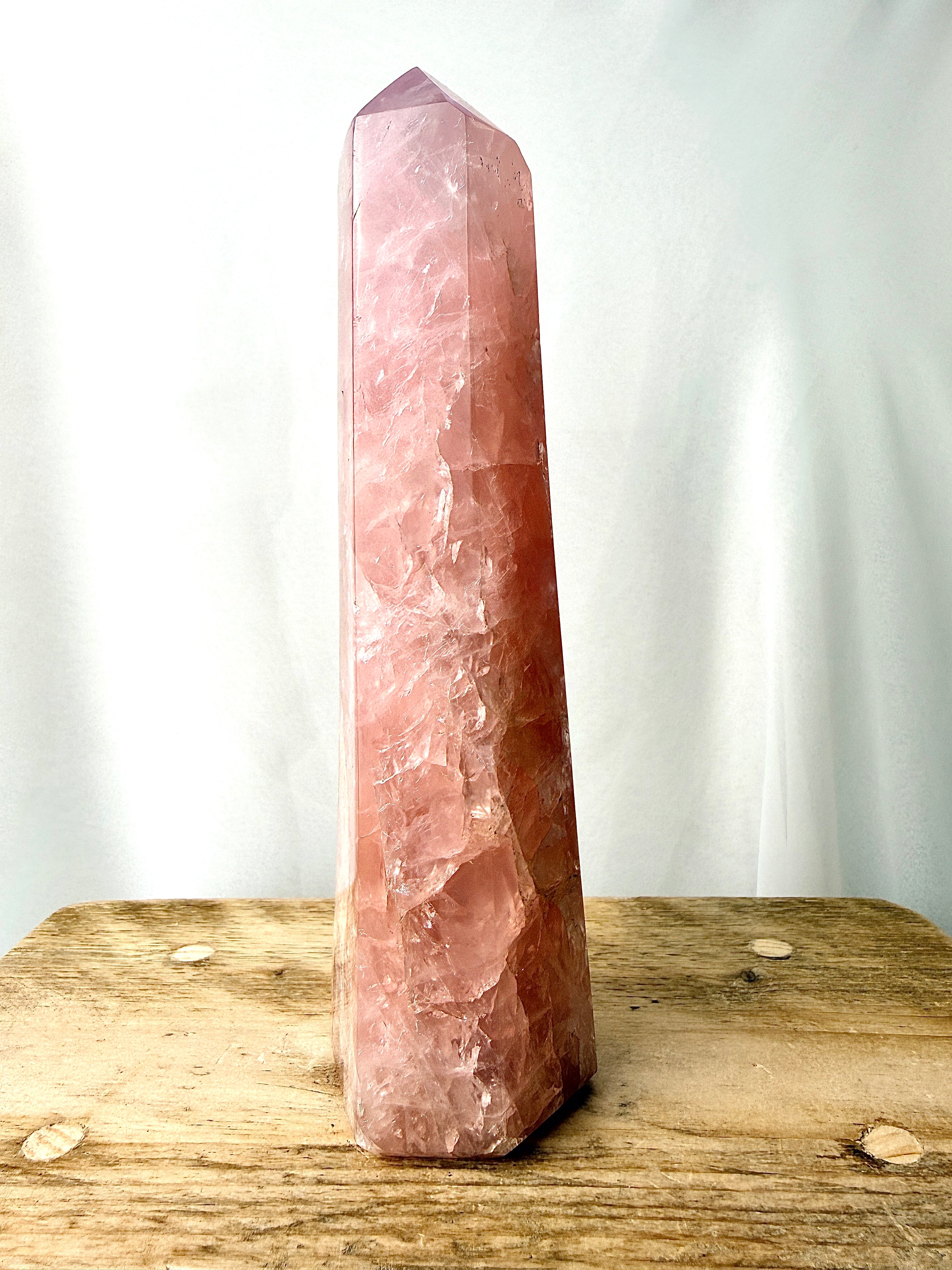 Natural Rose Quartz Crystal Tower