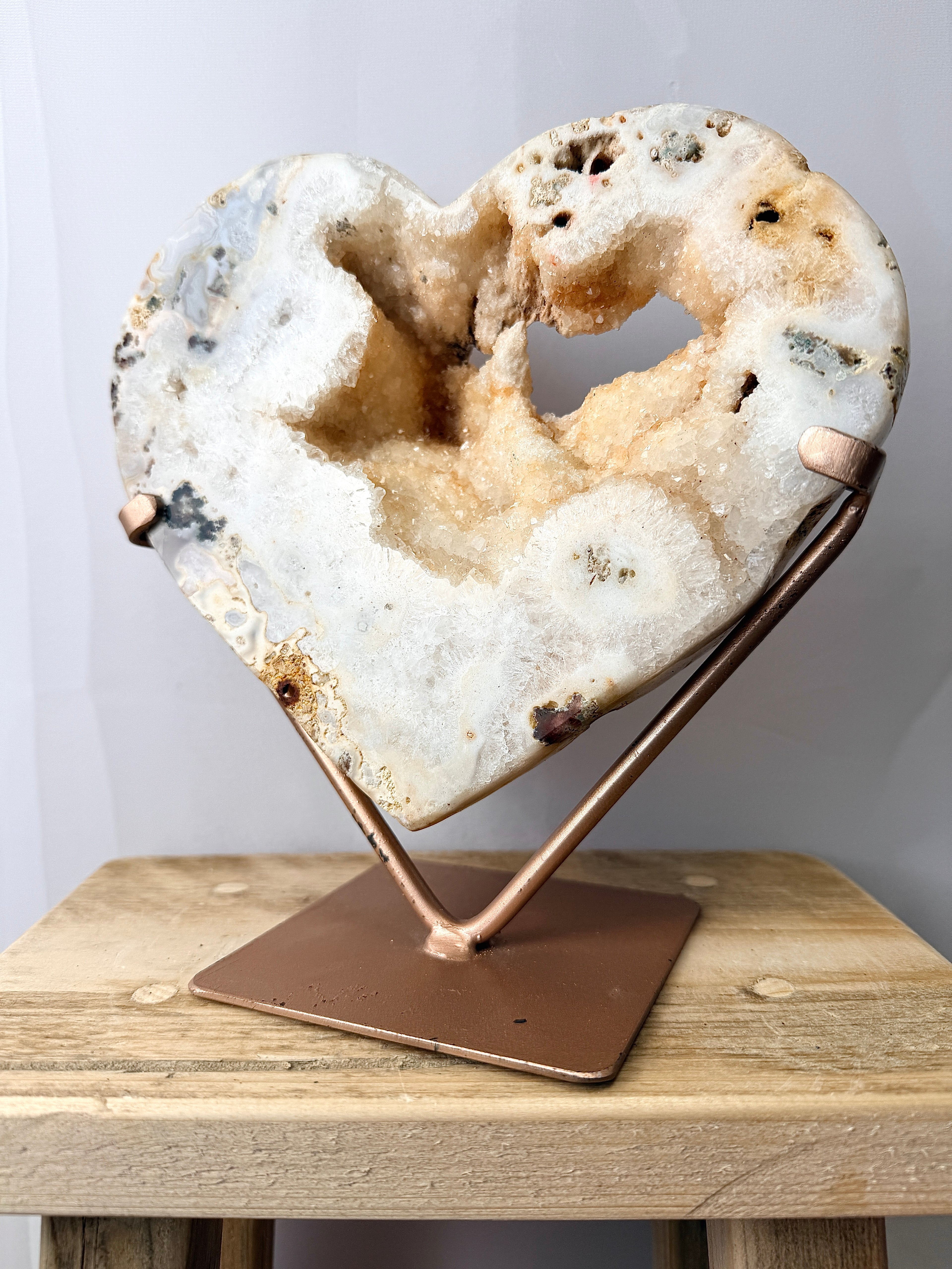 Pink Amethyst Heart with Rose Gold Stand