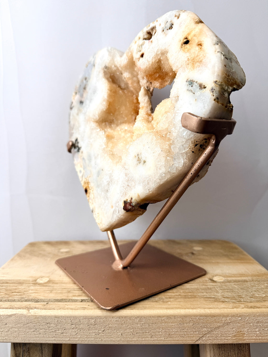 Pink Amethyst Heart with Rose Gold Stand