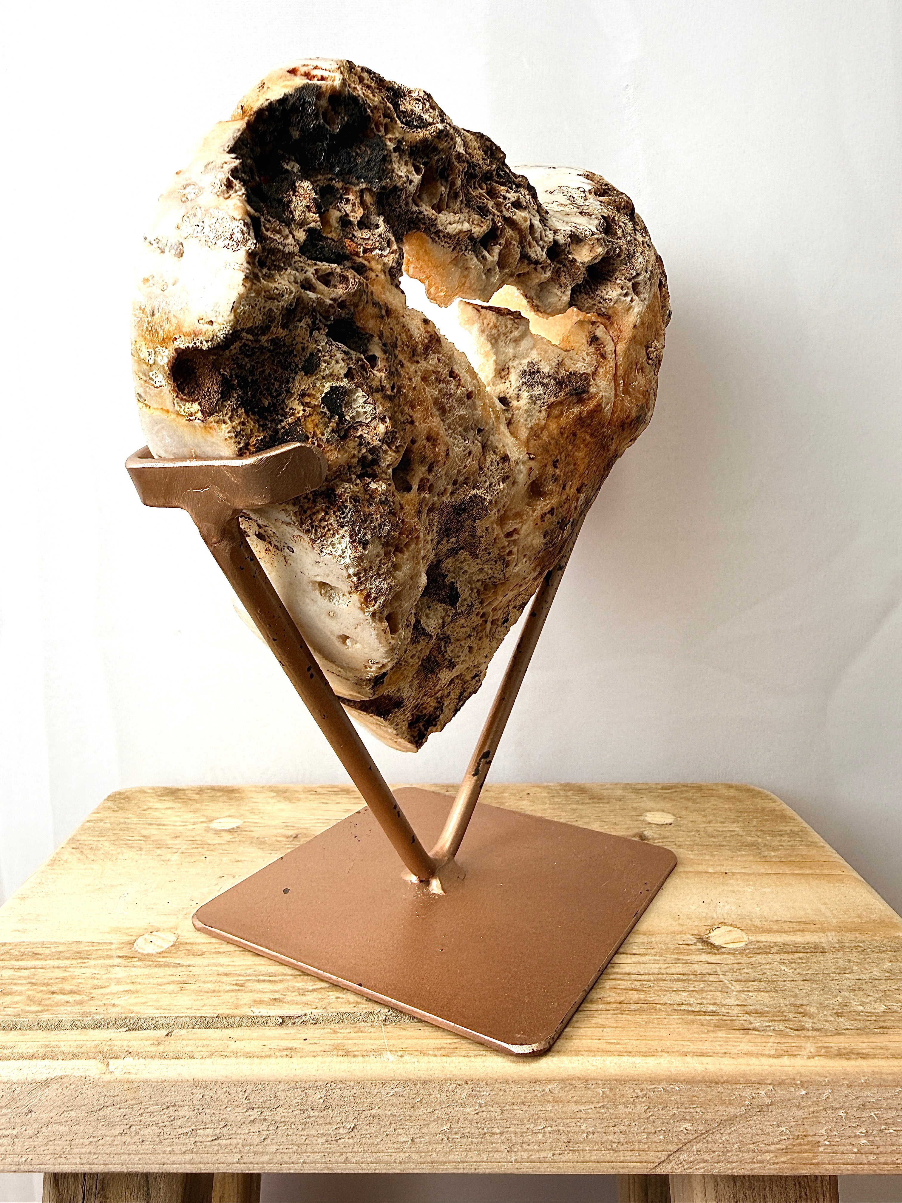 Pink Amethyst Heart with Rose Gold Stand