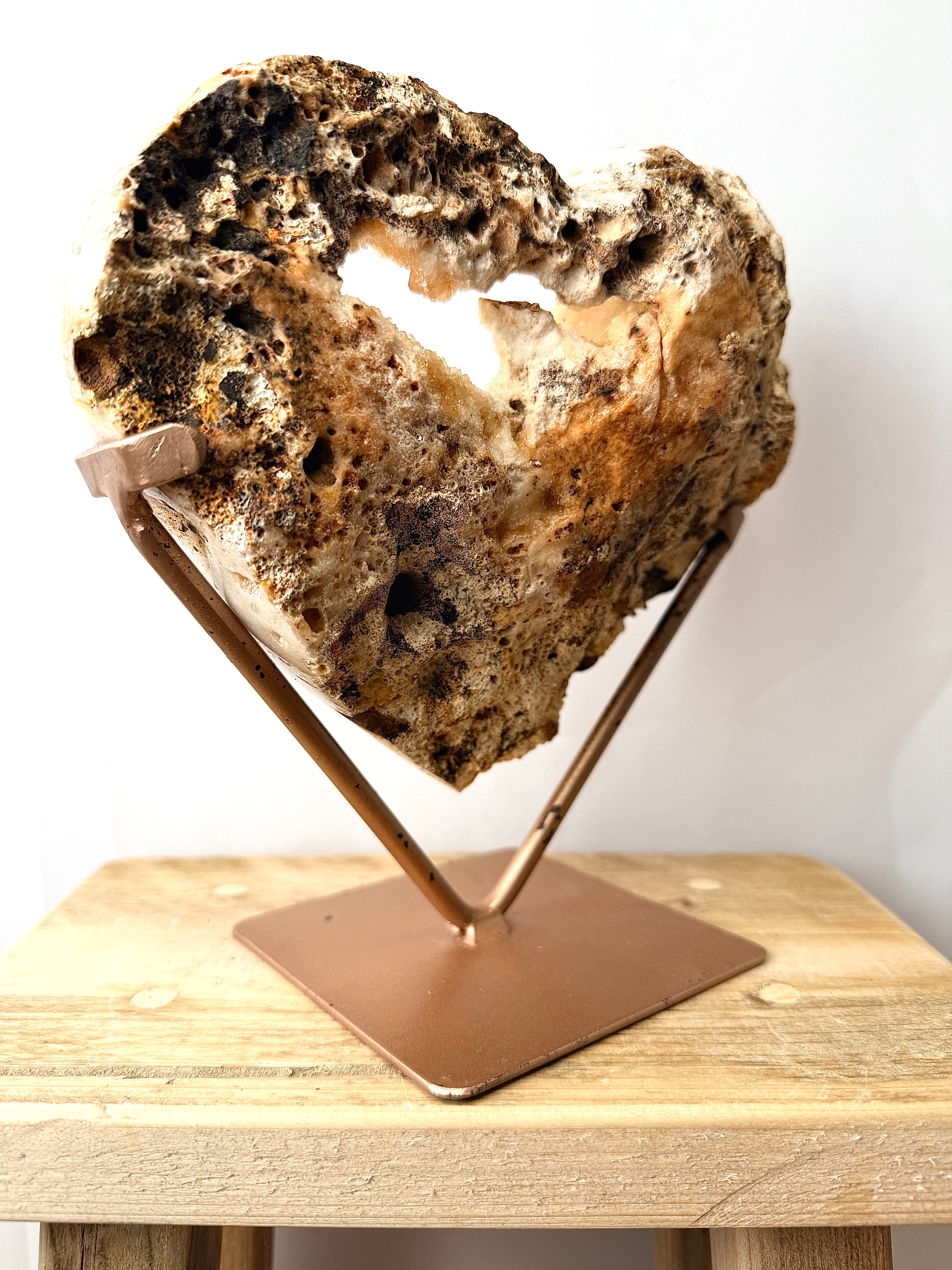 Pink Amethyst Heart with Rose Gold Stand