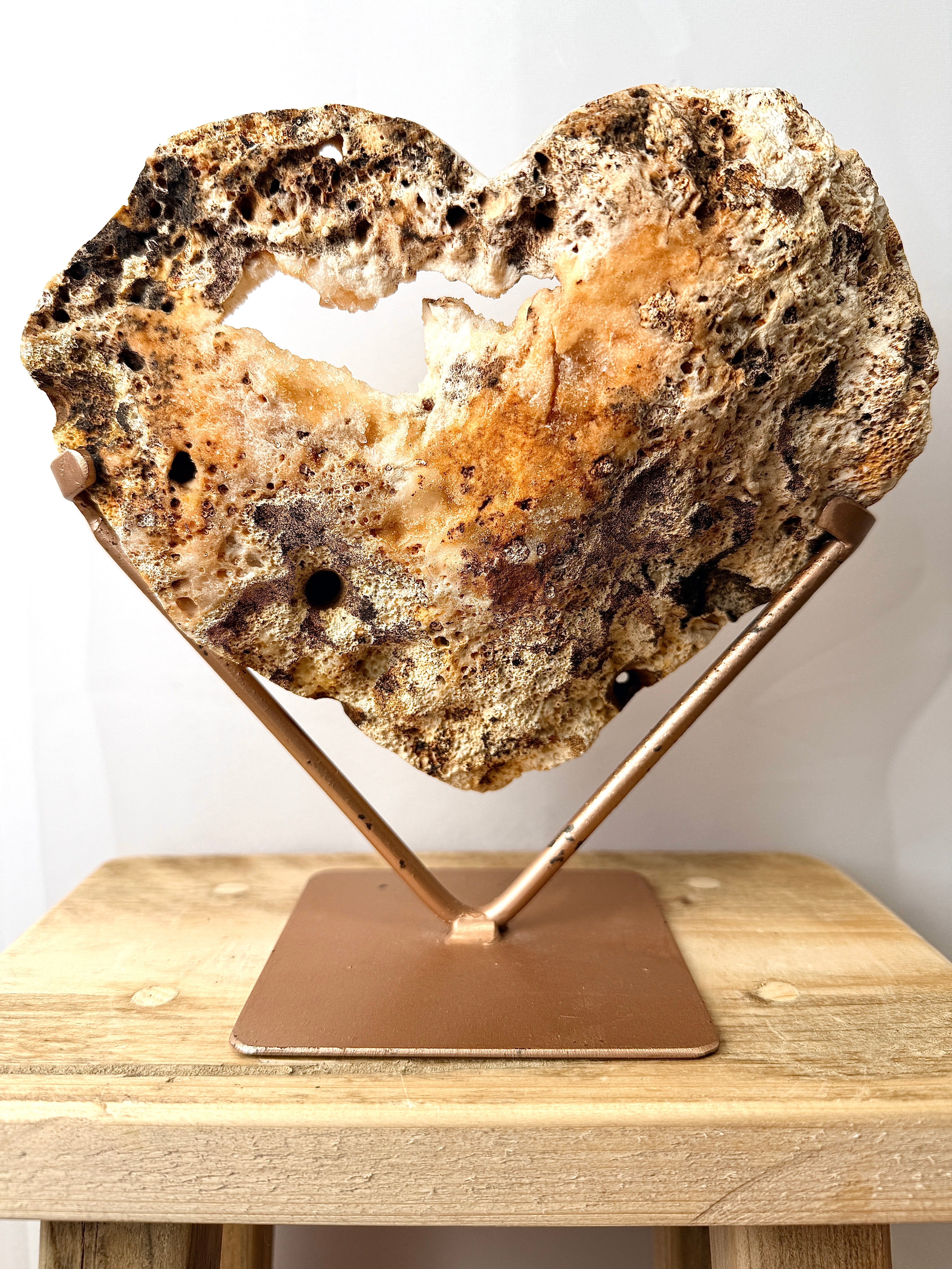 Pink Amethyst Heart with Rose Gold Stand