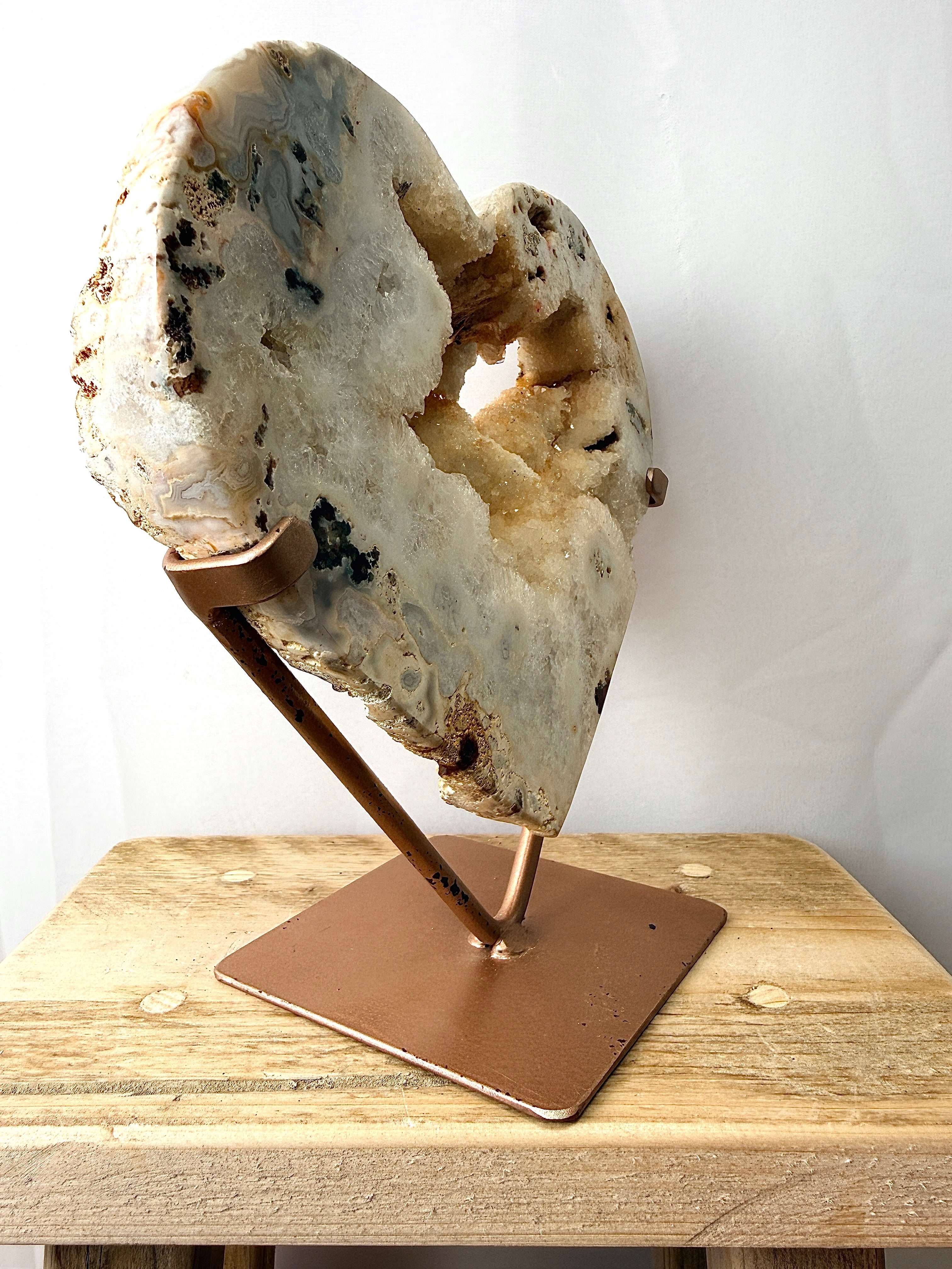 Pink Amethyst Heart with Rose Gold Stand