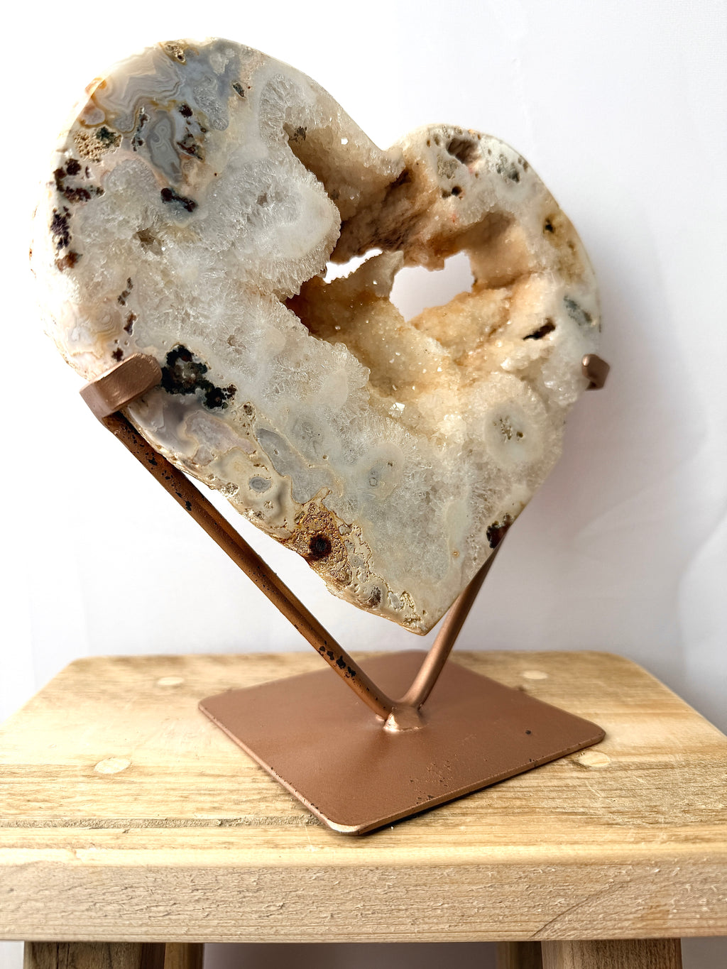 Pink Amethyst Heart with Rose Gold Stand