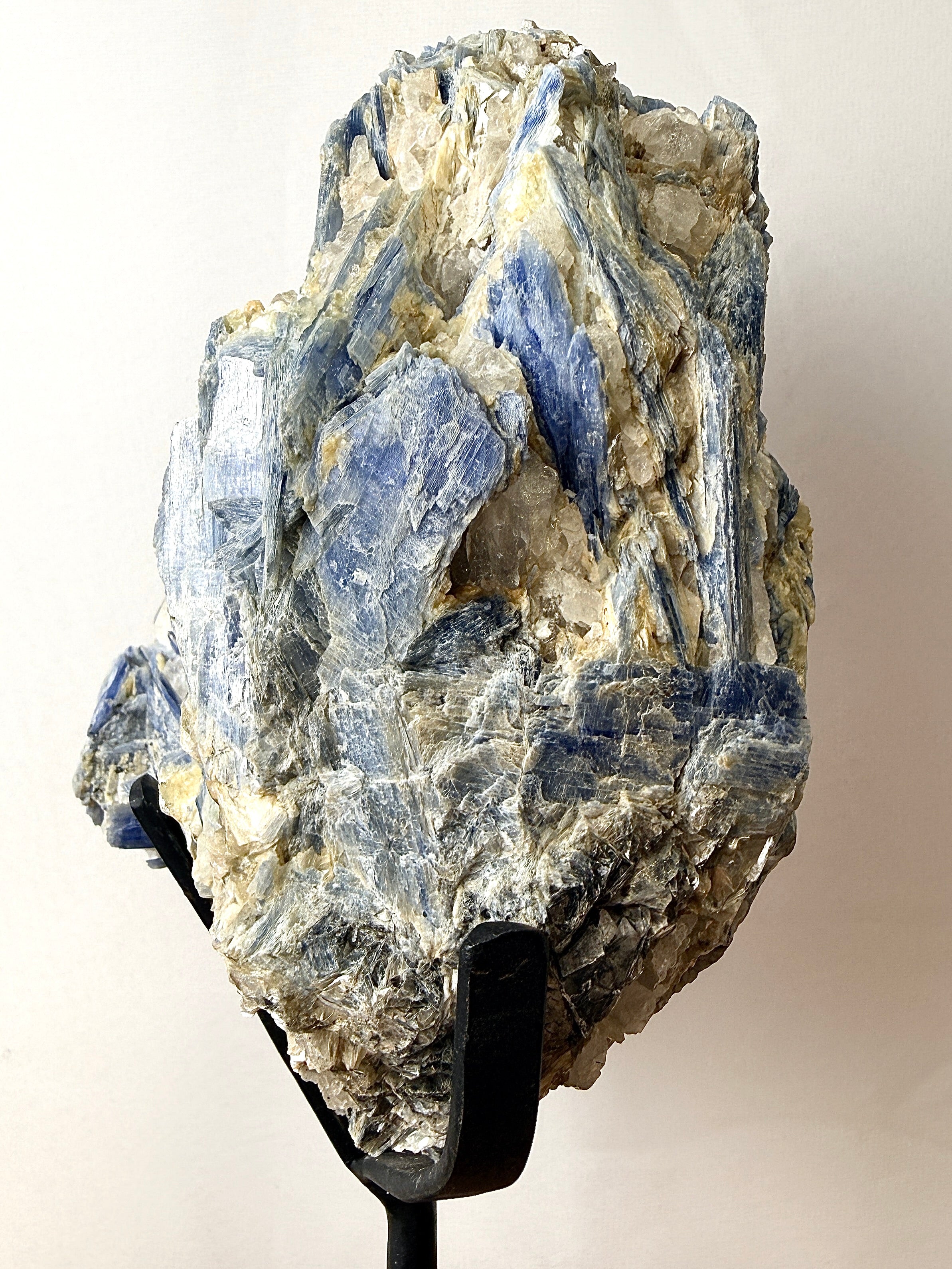 Blue Kyanite With Quartz On Metal Stand