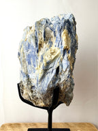 Blue Kyanite With Quartz On Metal Stand
