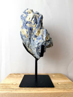 Blue Kyanite With Quartz On Metal Stand