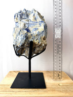 Blue Kyanite With Quartz On Metal Stand