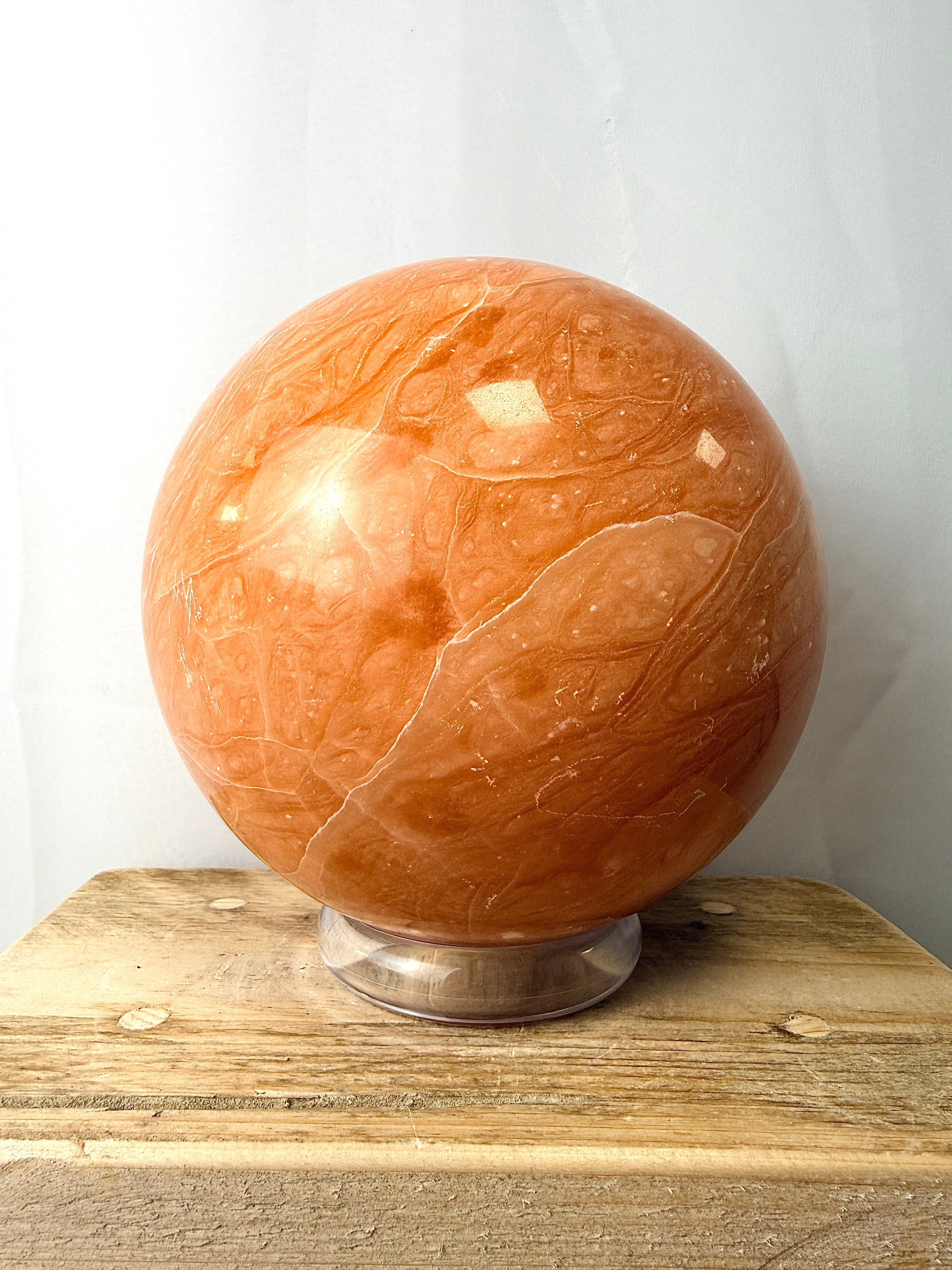 Extra Large Peach Calcite Crystal Sphere