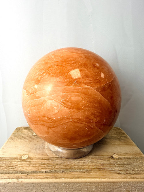 Extra Large Peach Calcite Crystal Sphere