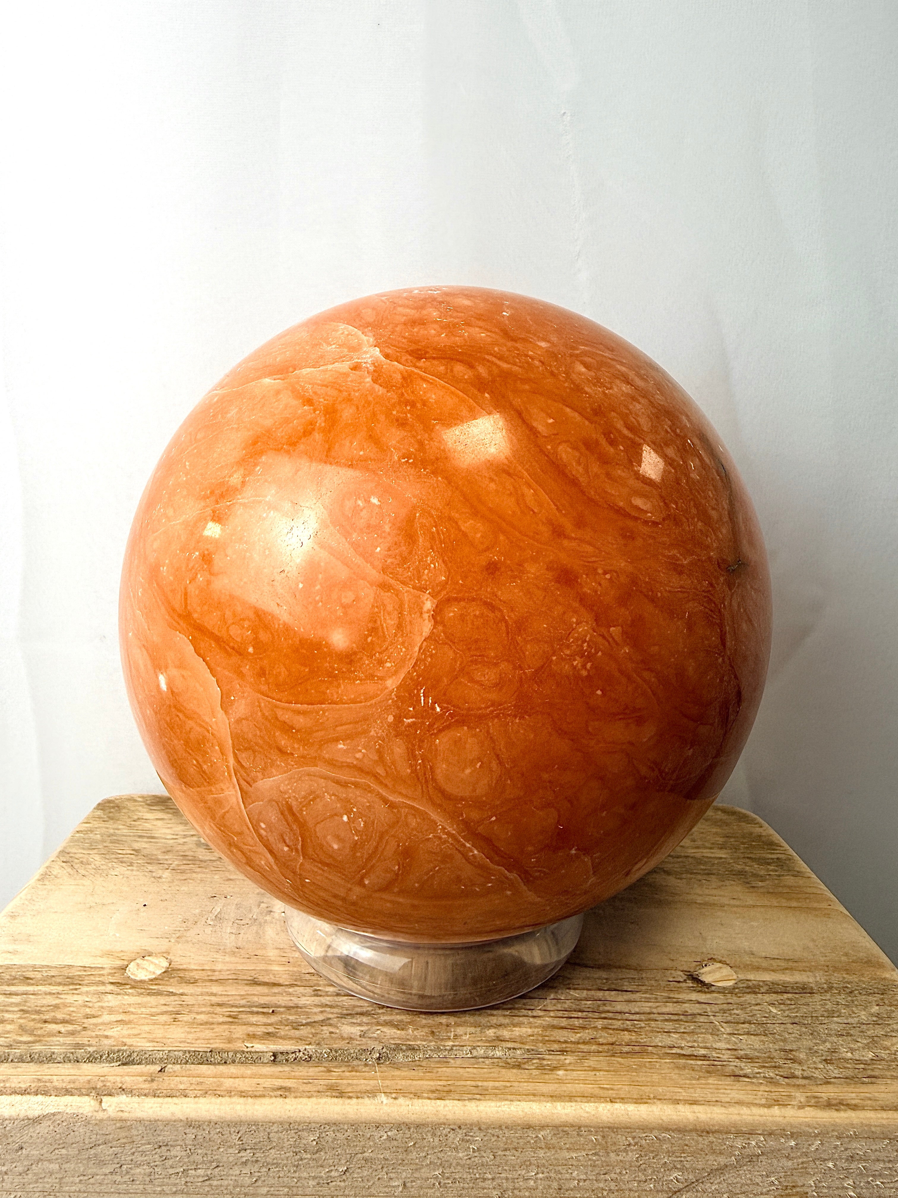 Extra Large Peach Calcite Crystal Sphere