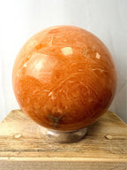 Extra Large Peach Calcite Crystal Sphere