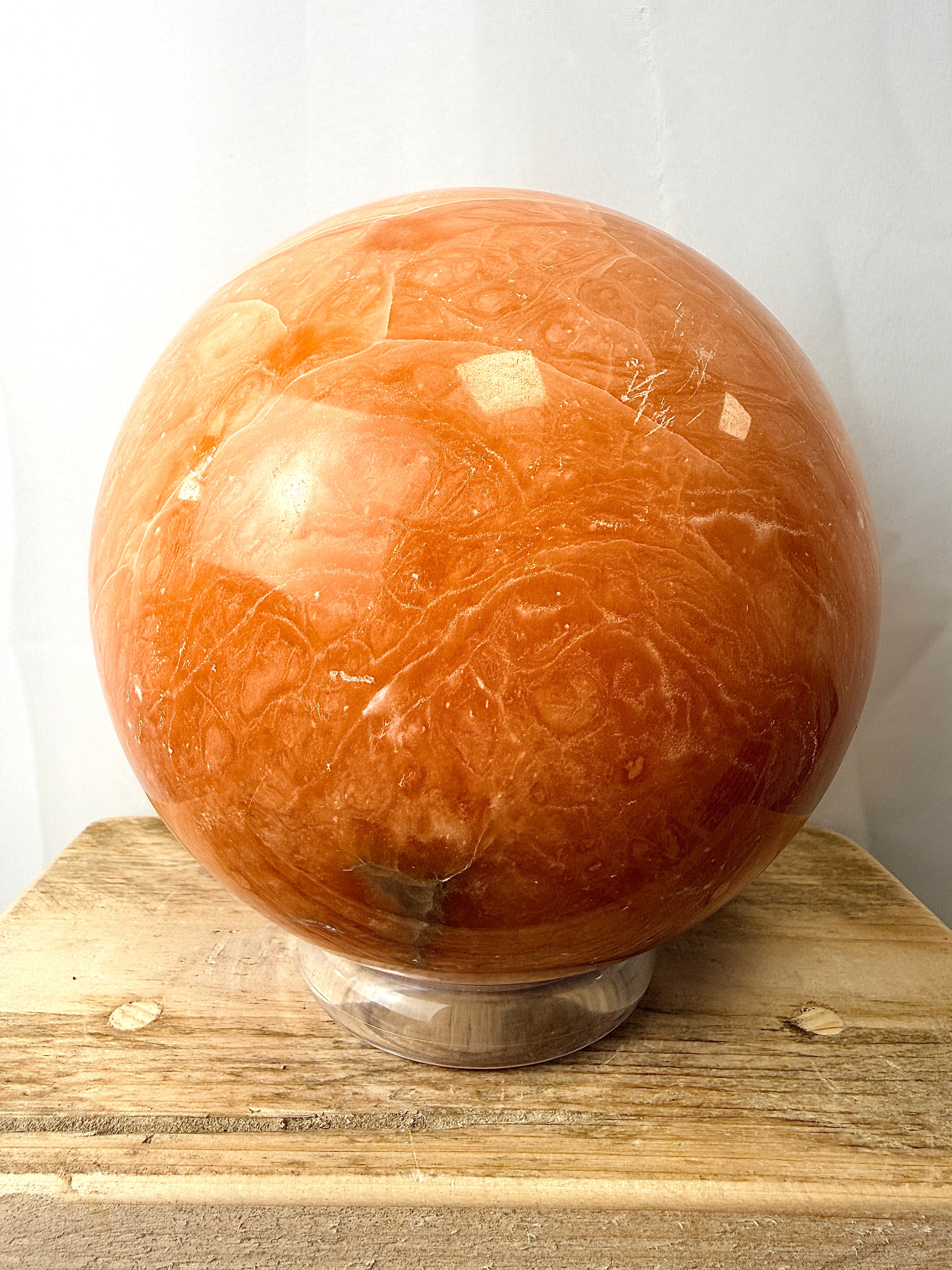 Extra Large Peach Calcite Crystal Sphere