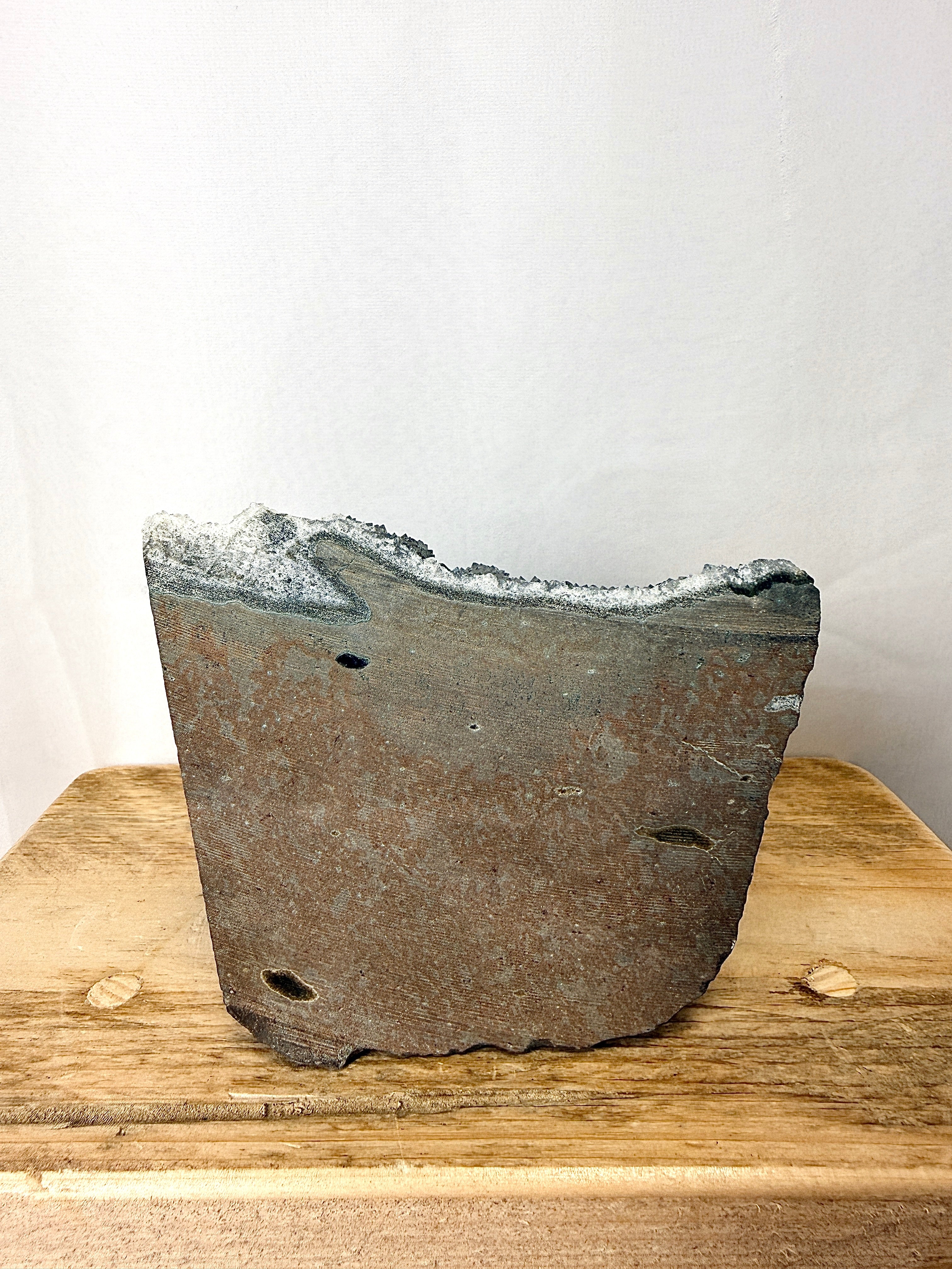 Raw Edge Grey Druzy Amethyst Cut Base