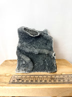 Raw Edge Grey Druzy Amethyst Cut Base