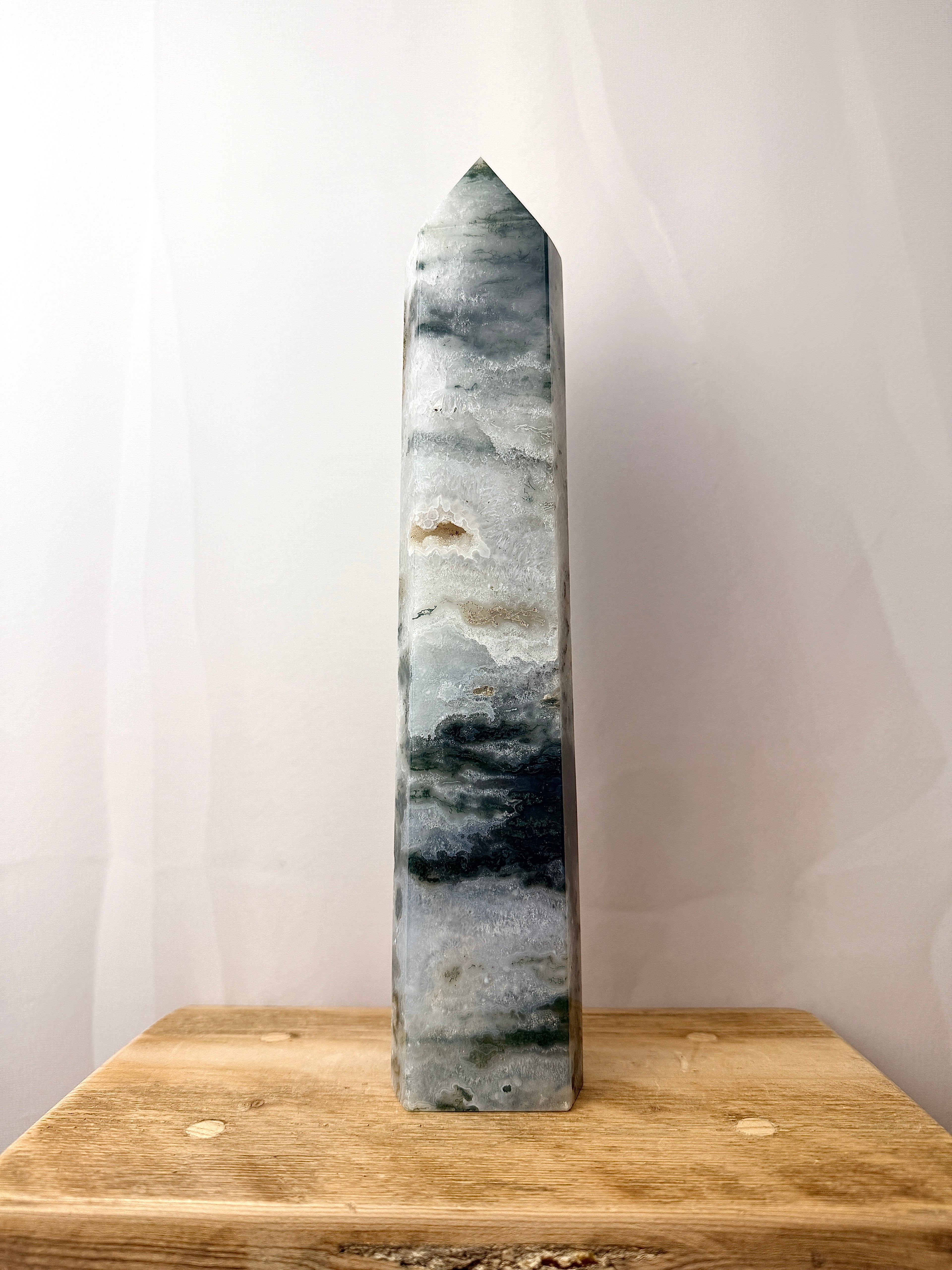 Large Moss Agate Tower (#1)