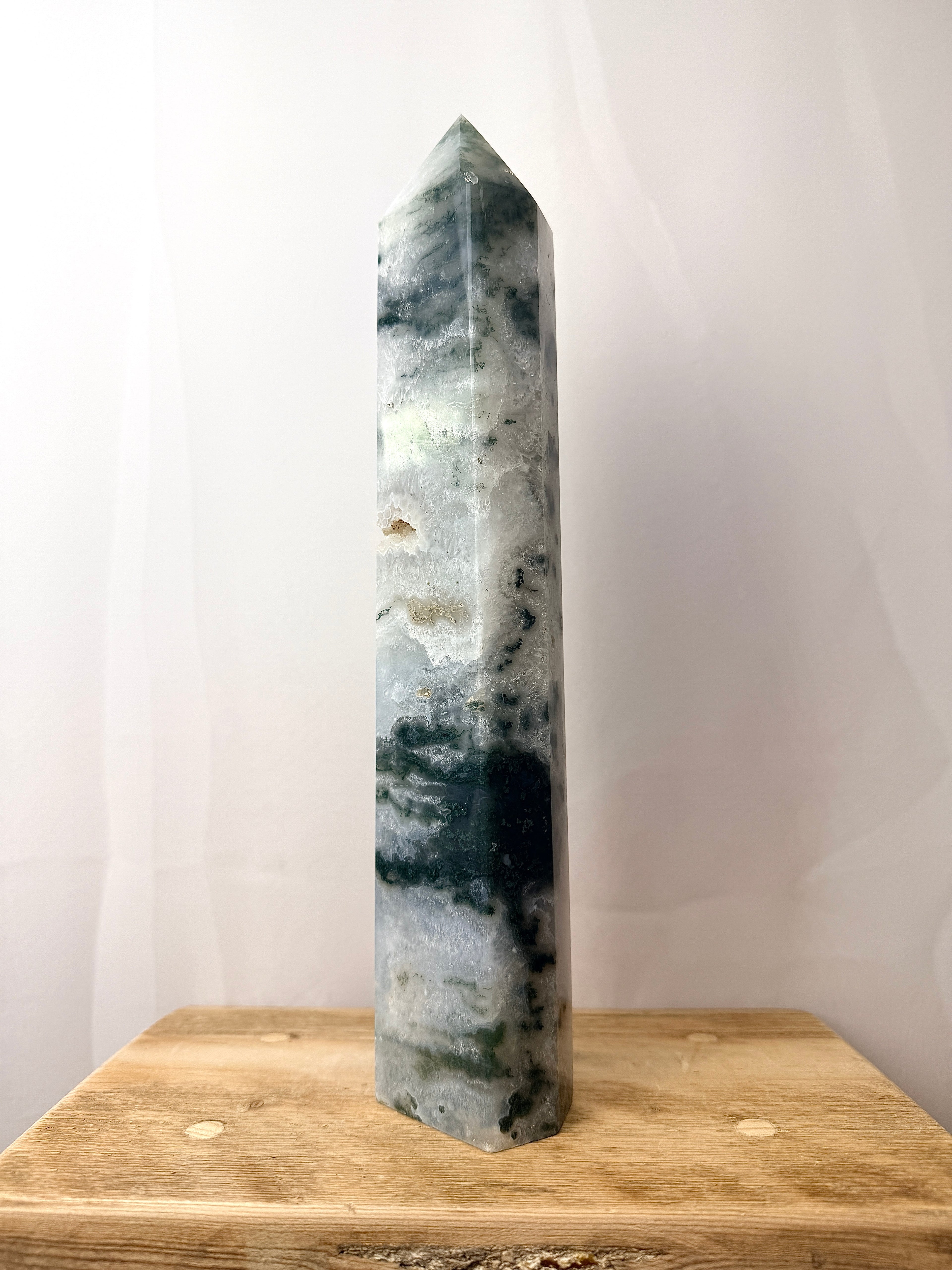 Large Moss Agate Tower (#1)
