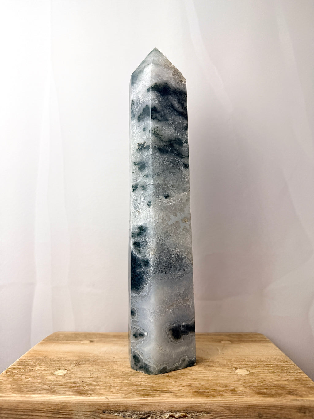 Large Moss Agate Tower (#1)