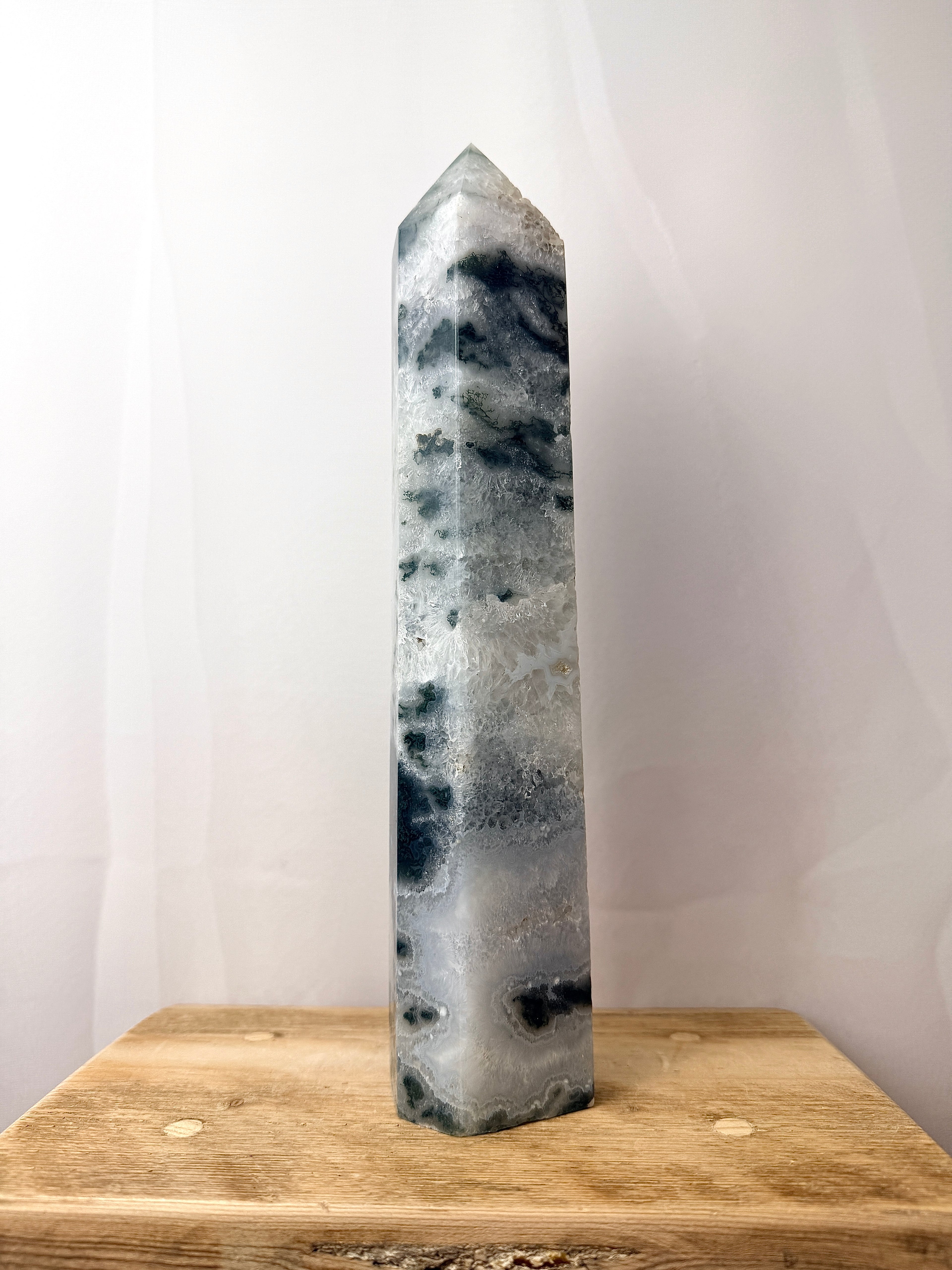 Large Moss Agate Tower (#1)
