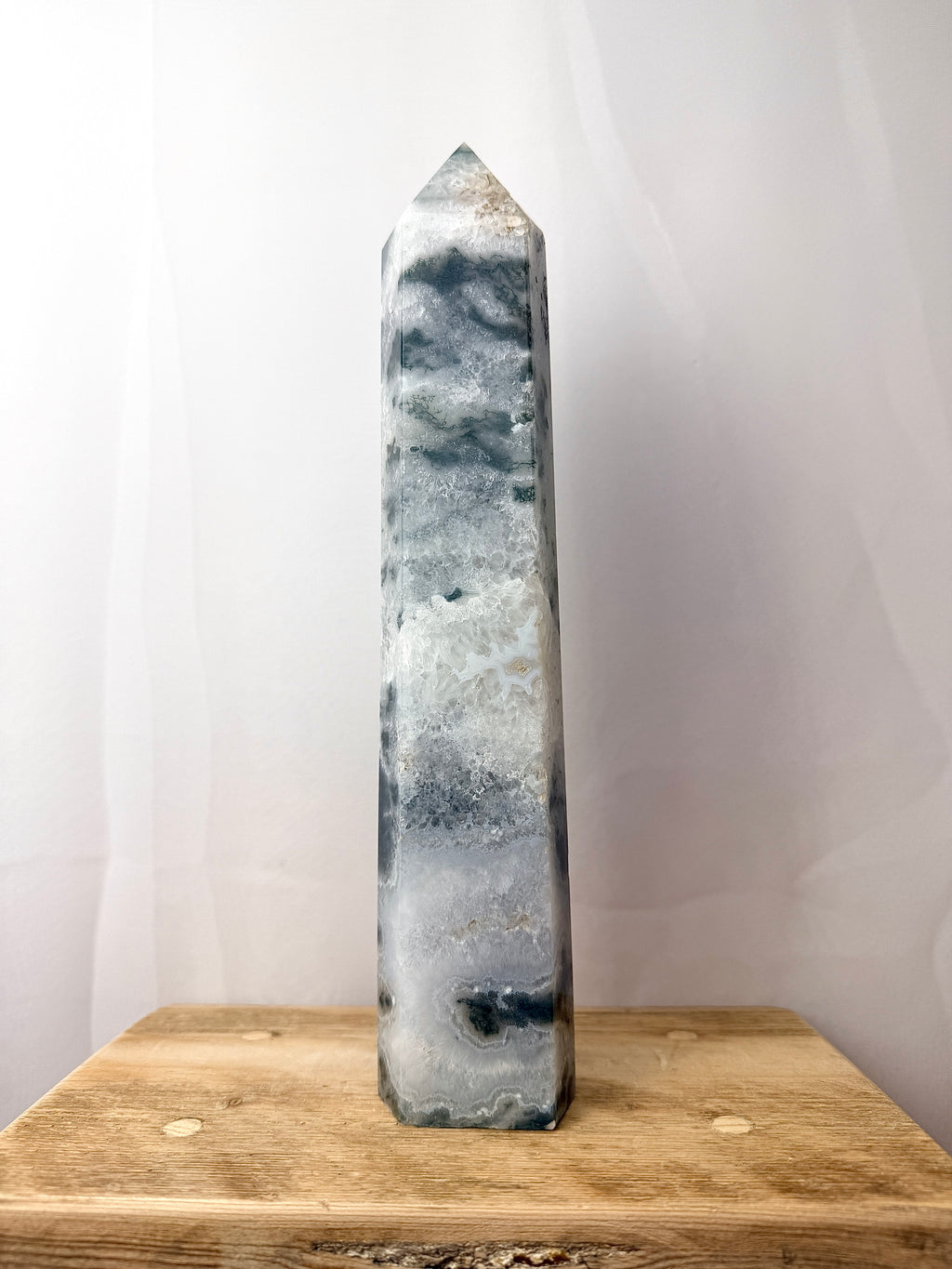 Large Moss Agate Tower (#1)