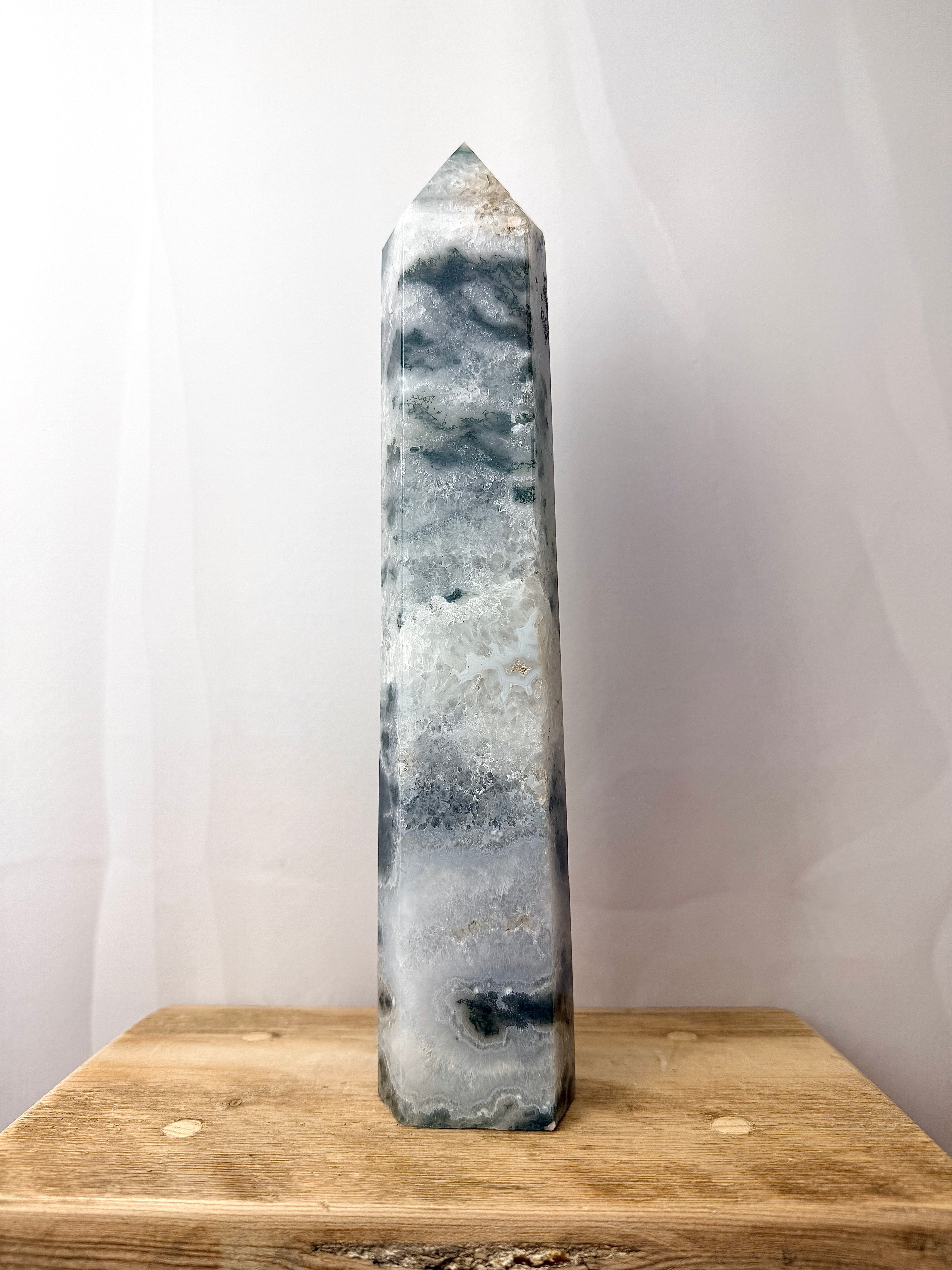 Large Moss Agate Tower (#1)