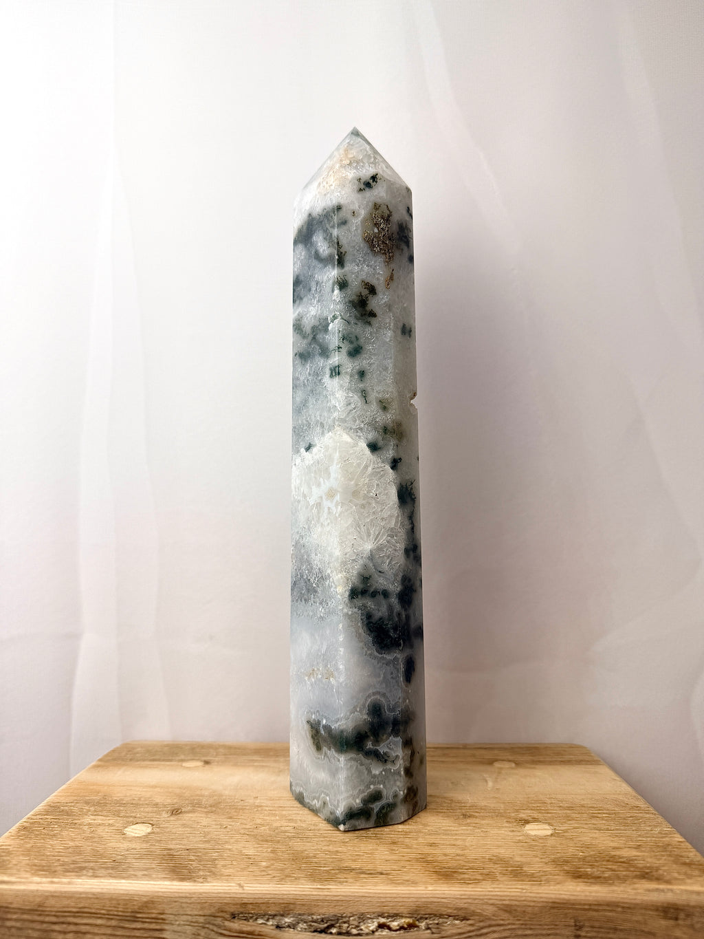Large Moss Agate Tower (#1)