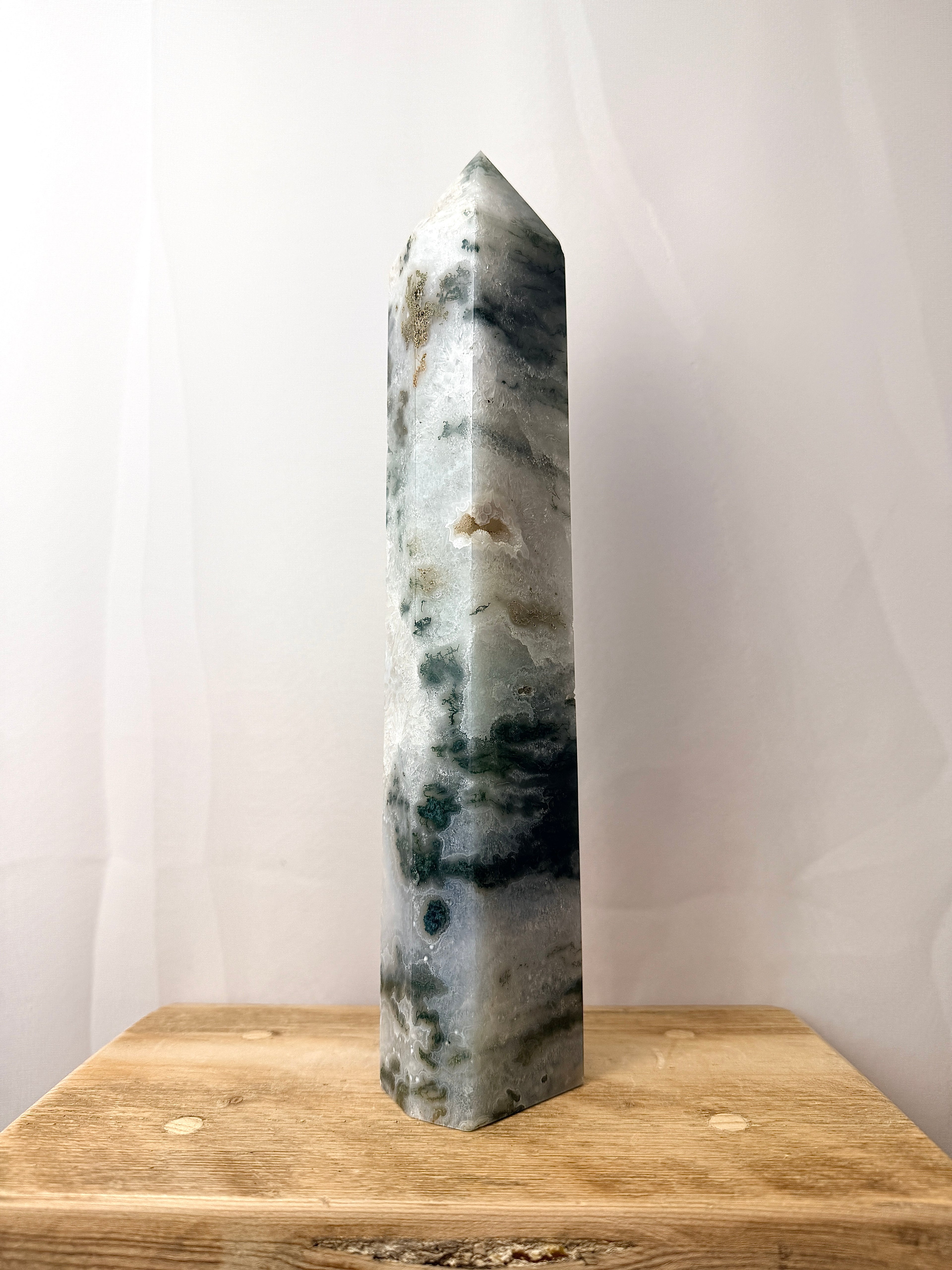 Large Moss Agate Tower (#1)
