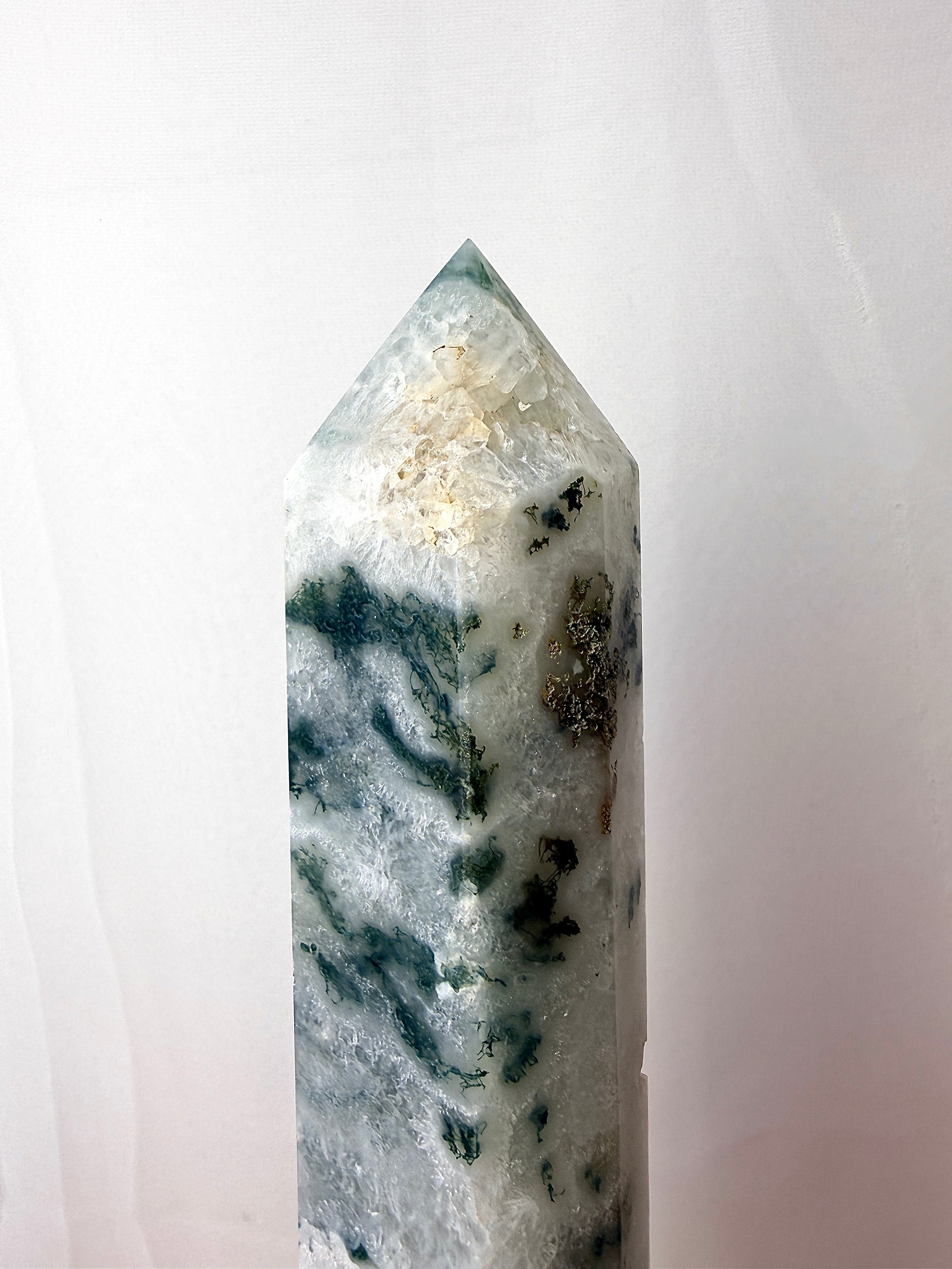 Large Moss Agate Tower (#1)