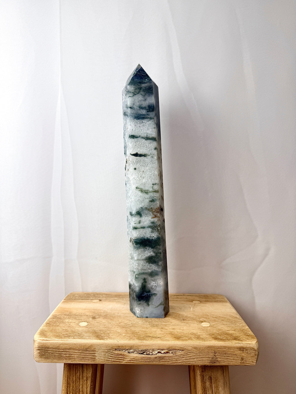 Large Moss Agate Tower (#2)