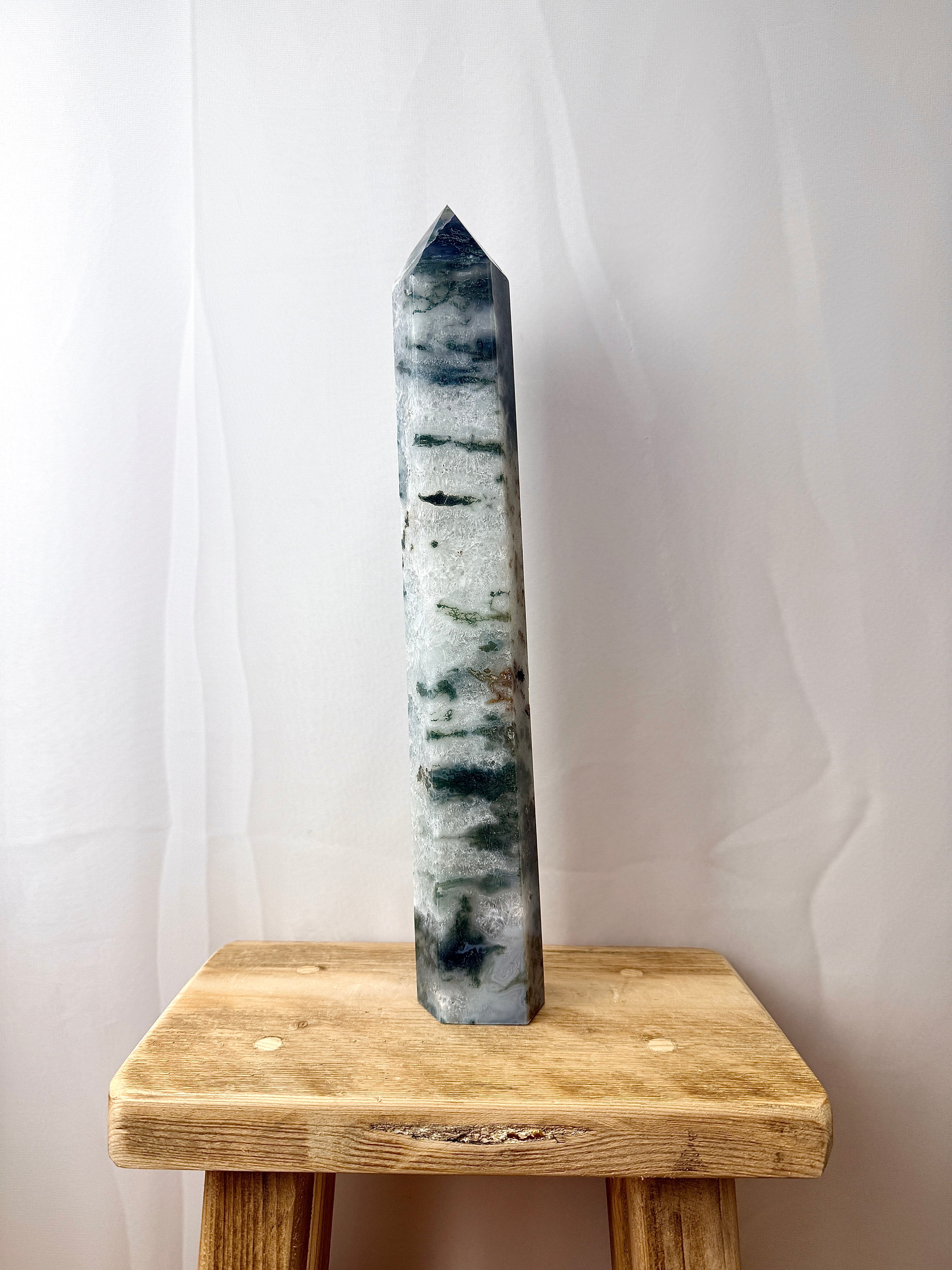 Large Moss Agate Tower (#2)