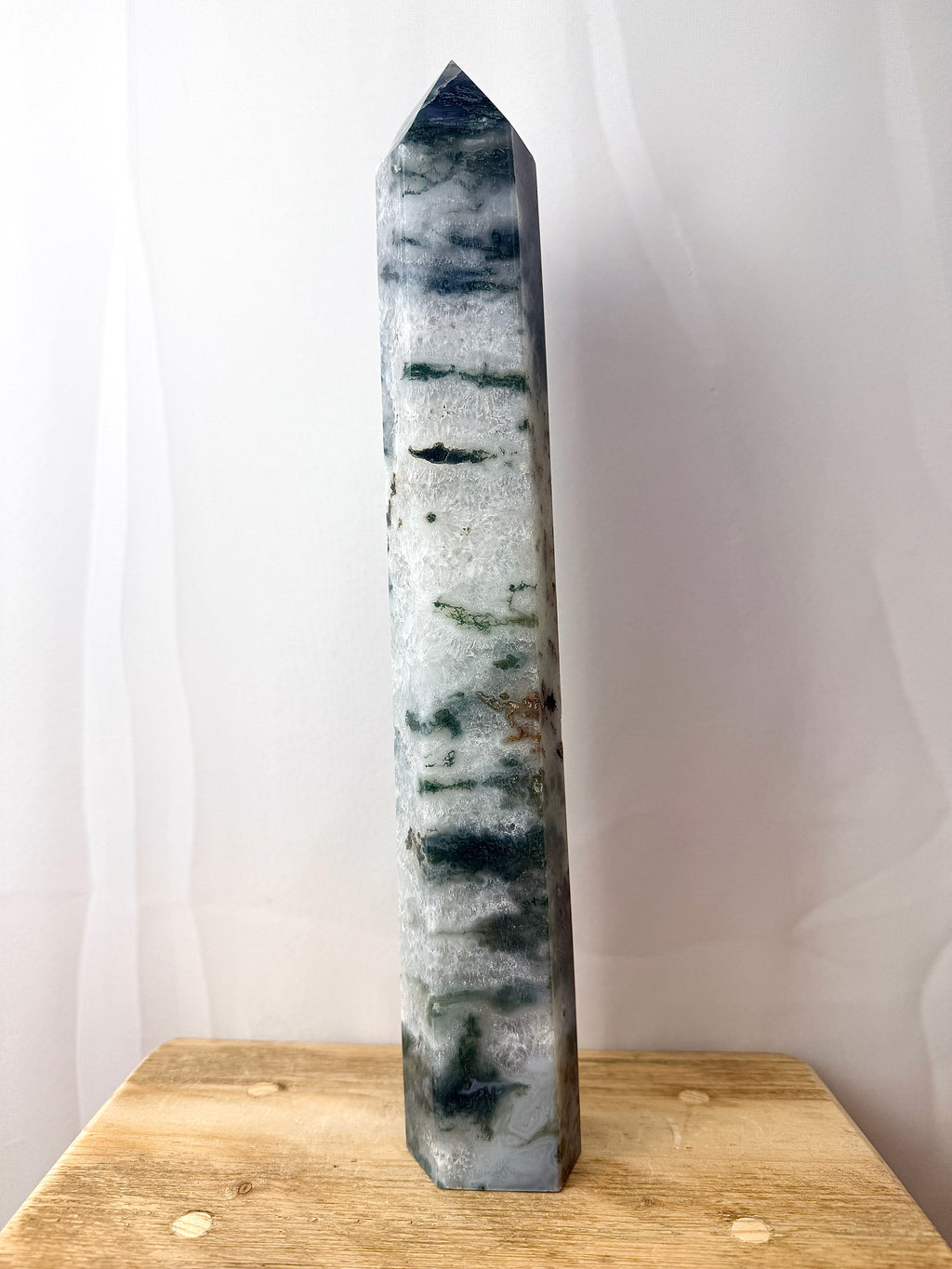 Large Moss Agate Tower (#2)