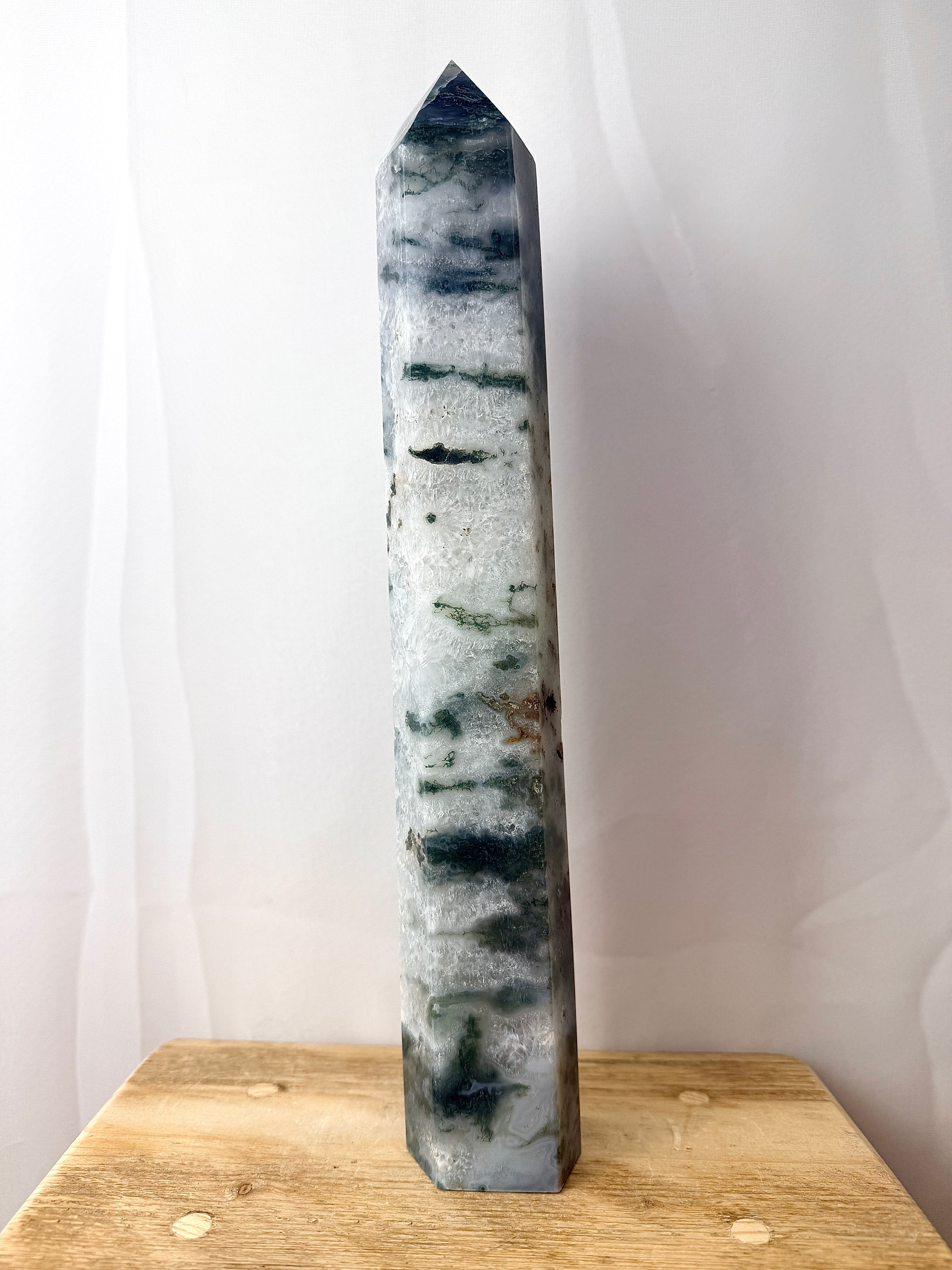 Large Moss Agate Tower (#2)