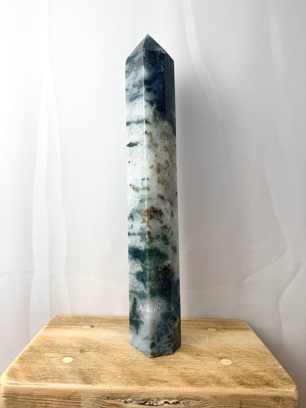 Large Moss Agate Tower (#2)