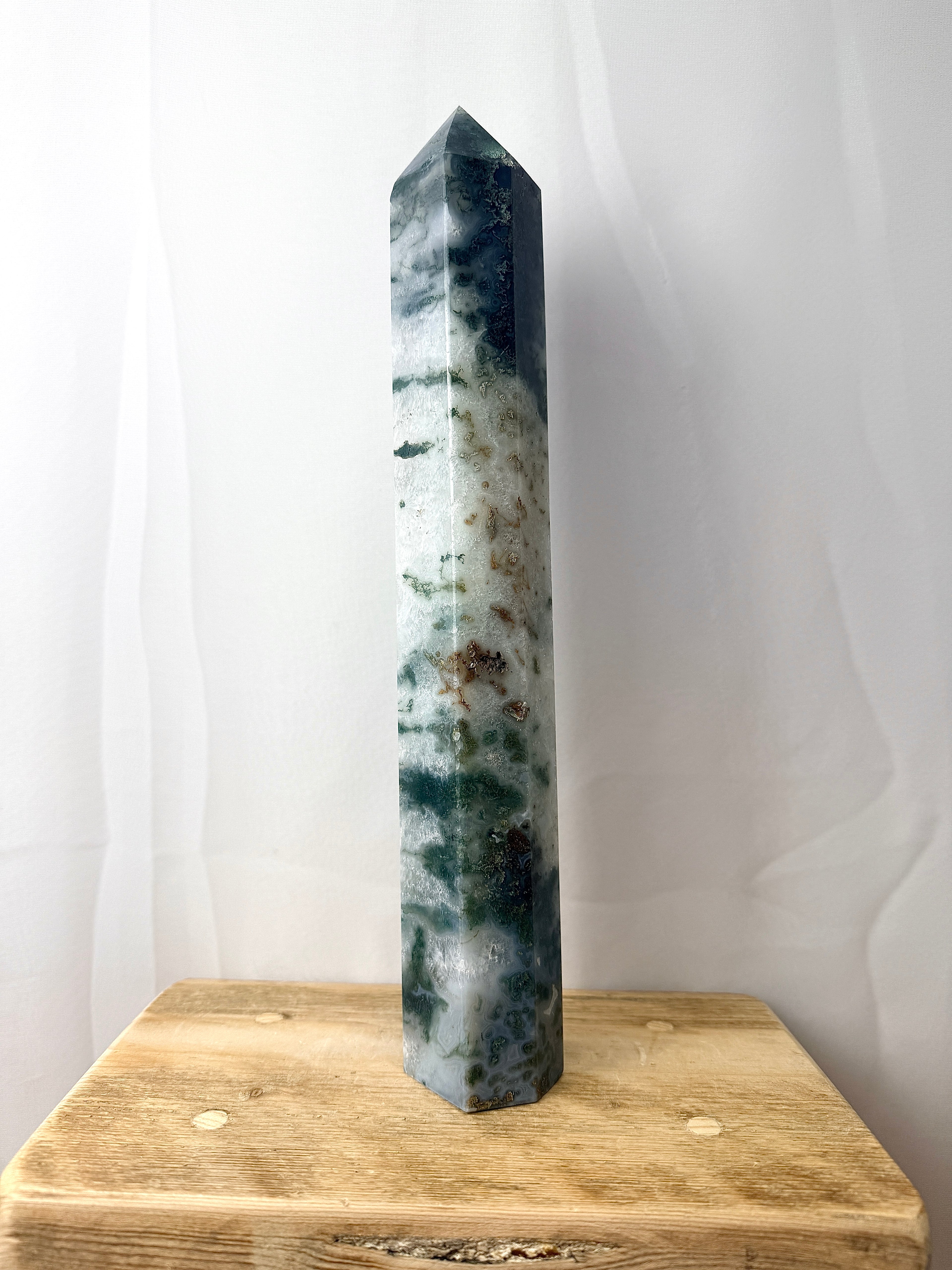 Large Moss Agate Tower (#2)