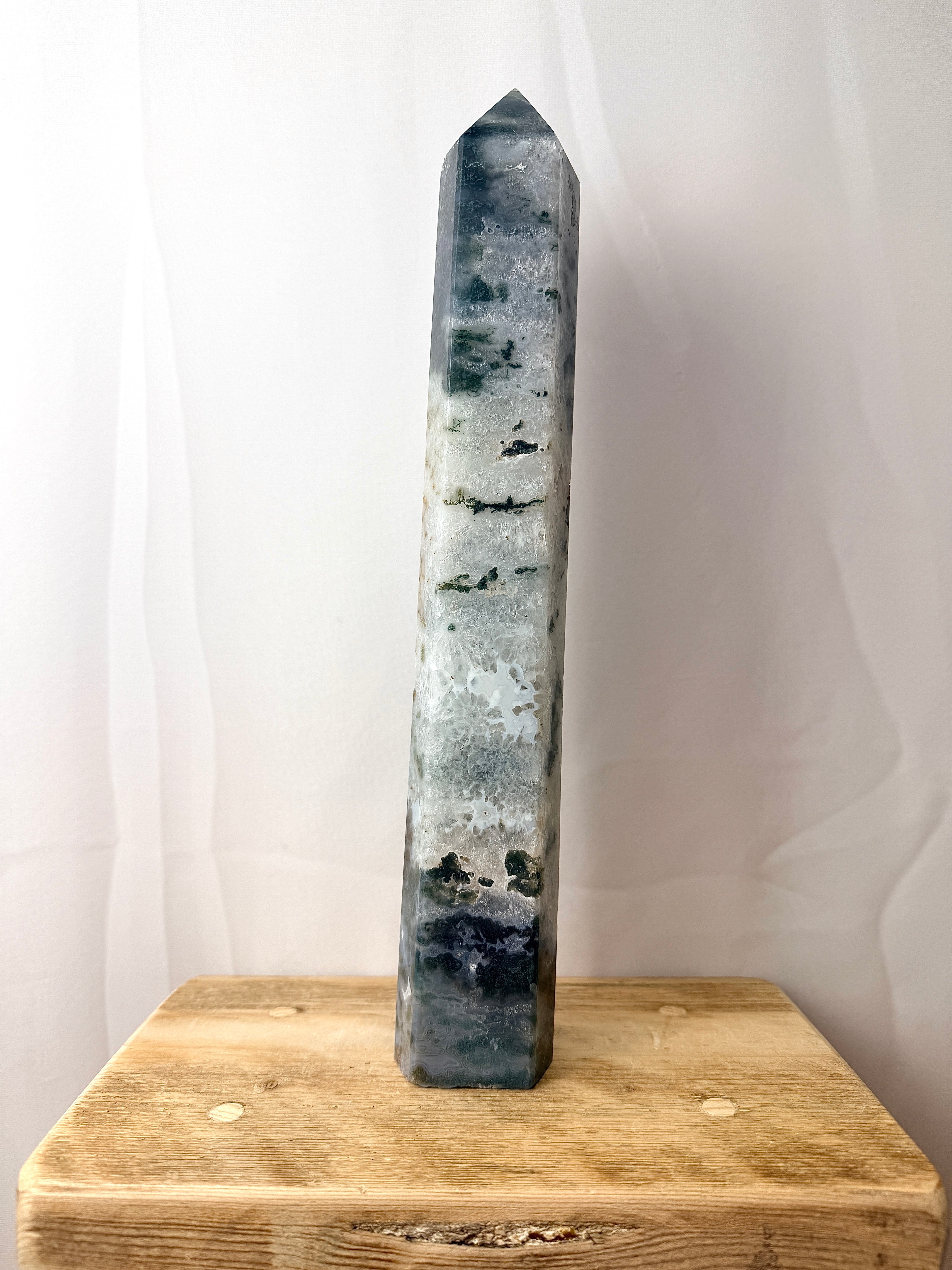 Large Moss Agate Tower (#2)