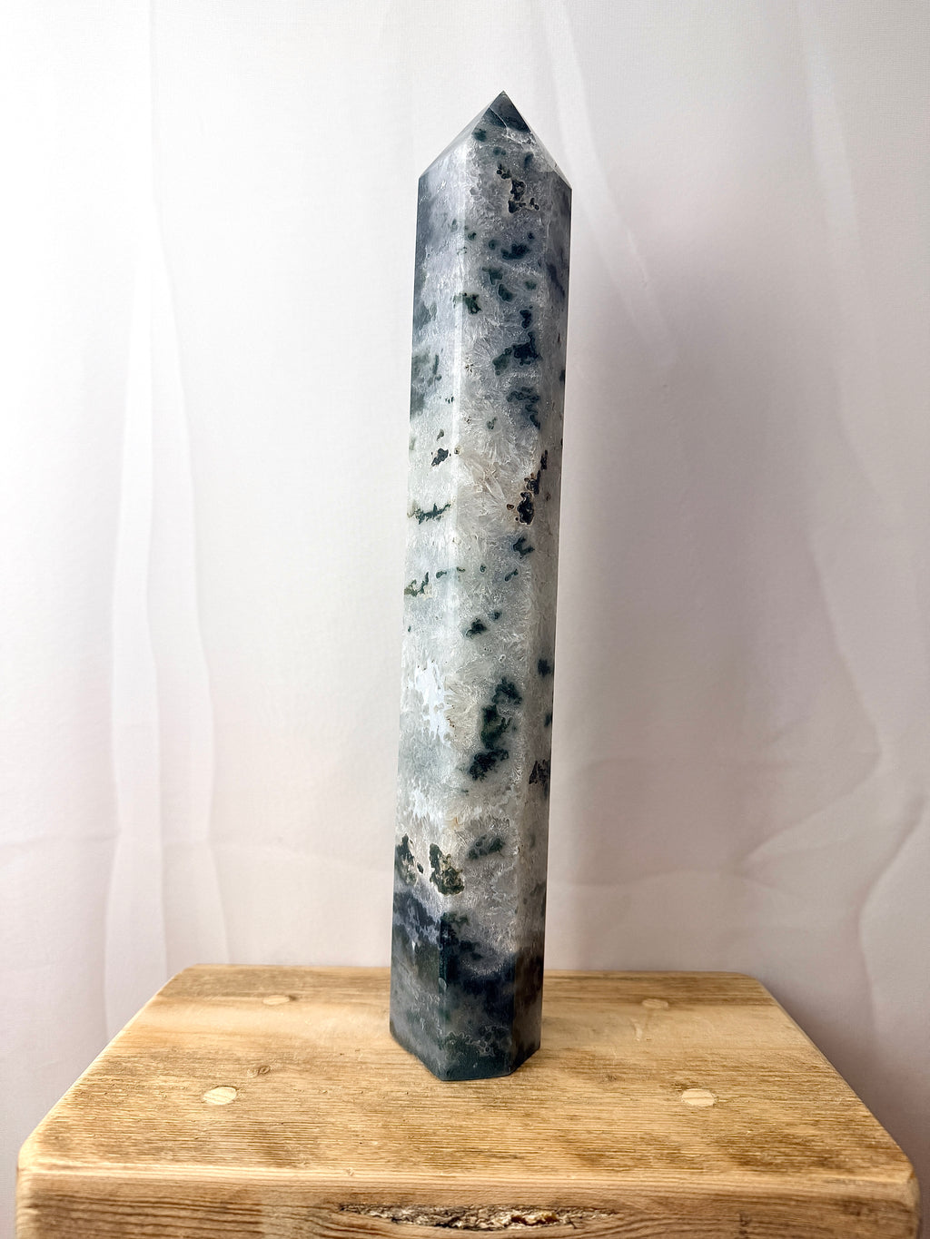 Large Moss Agate Tower (#2)