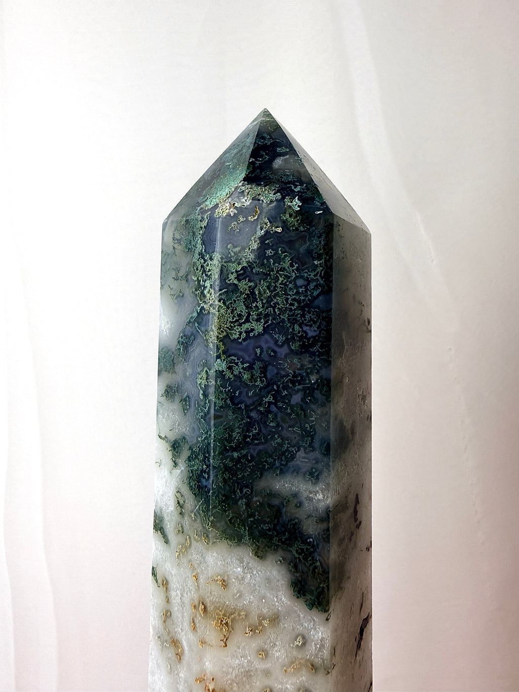 Large Moss Agate Tower (#2)