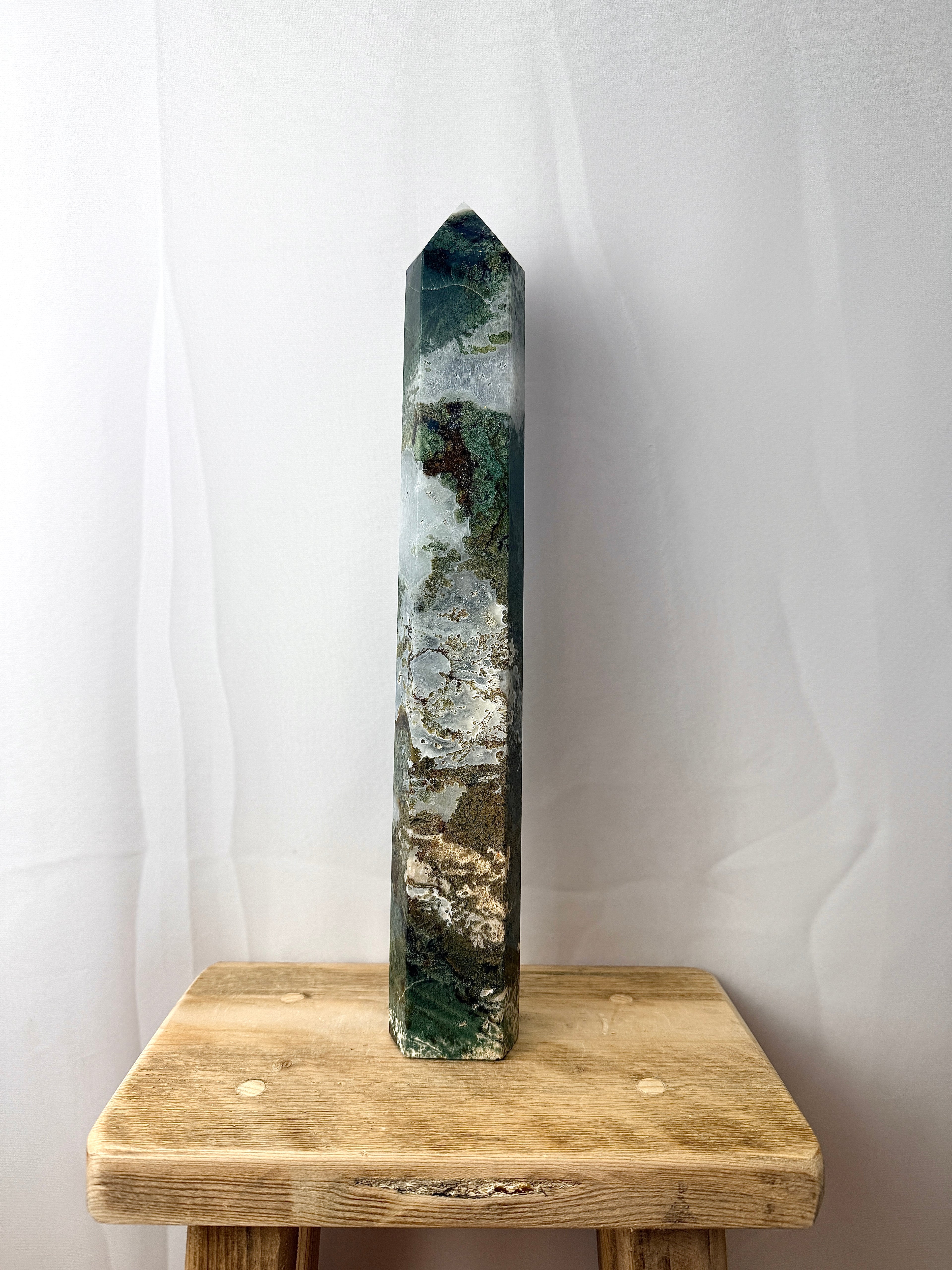 Large Moss Agate Tower (#3)