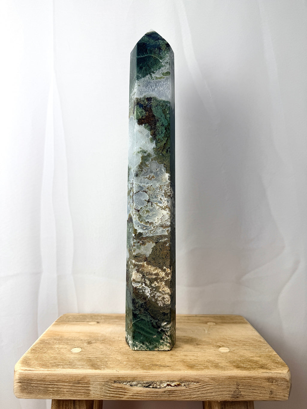 Large Moss Agate Tower (#3)