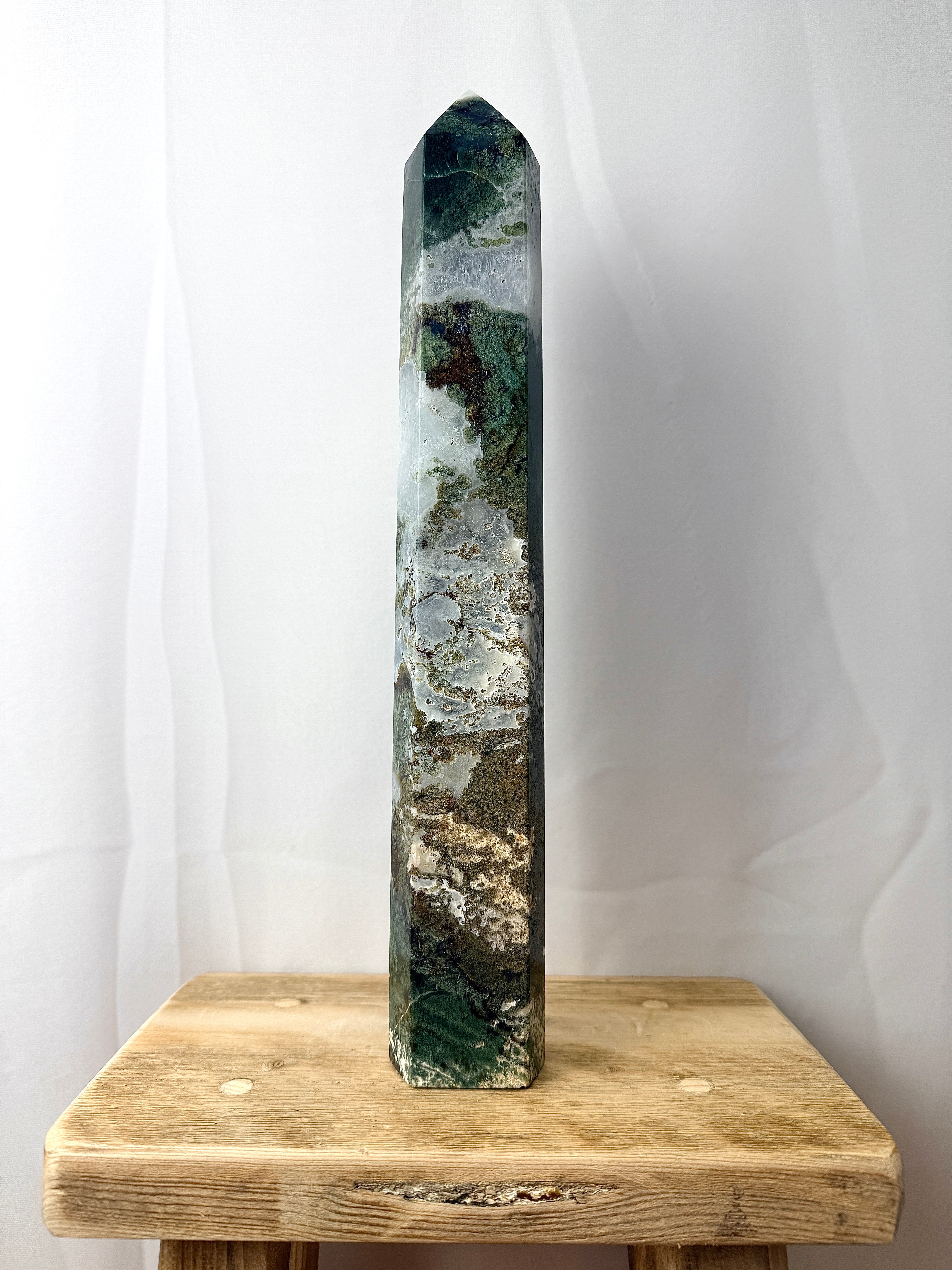 Large Moss Agate Tower (#3)