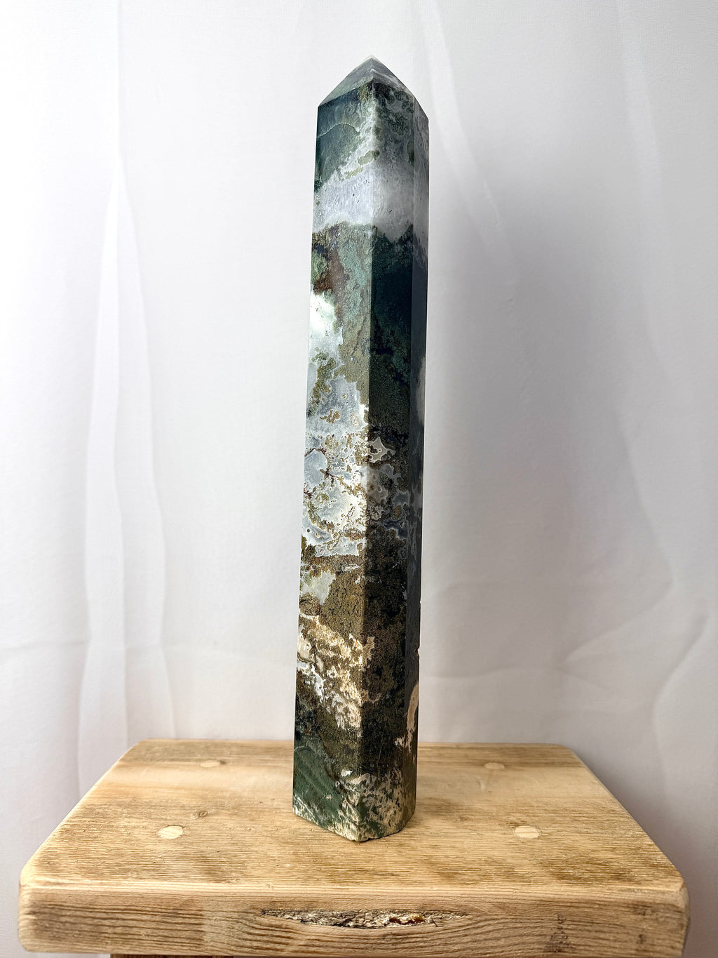 Large Moss Agate Tower (#3)