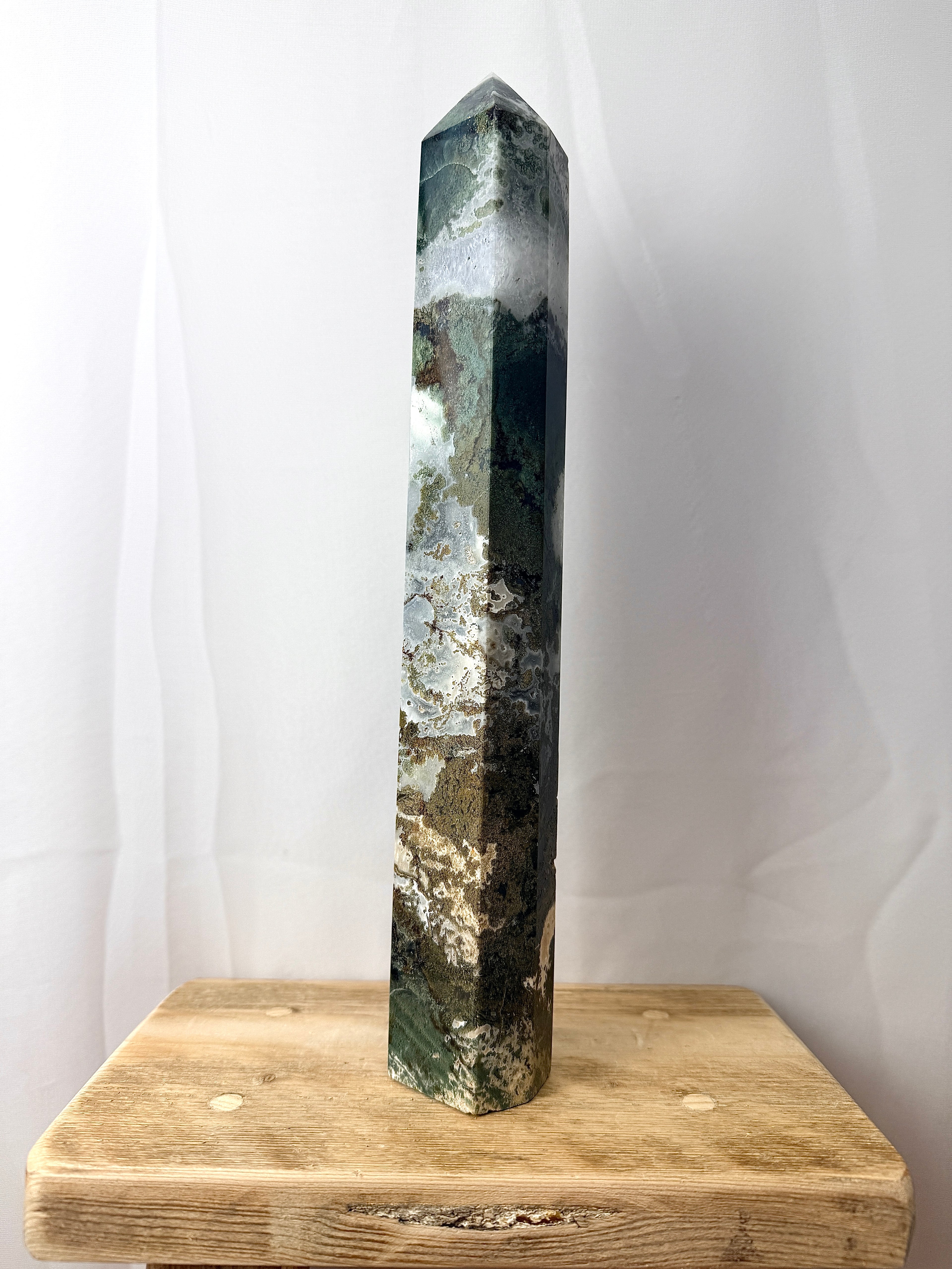 Large Moss Agate Tower (#3)