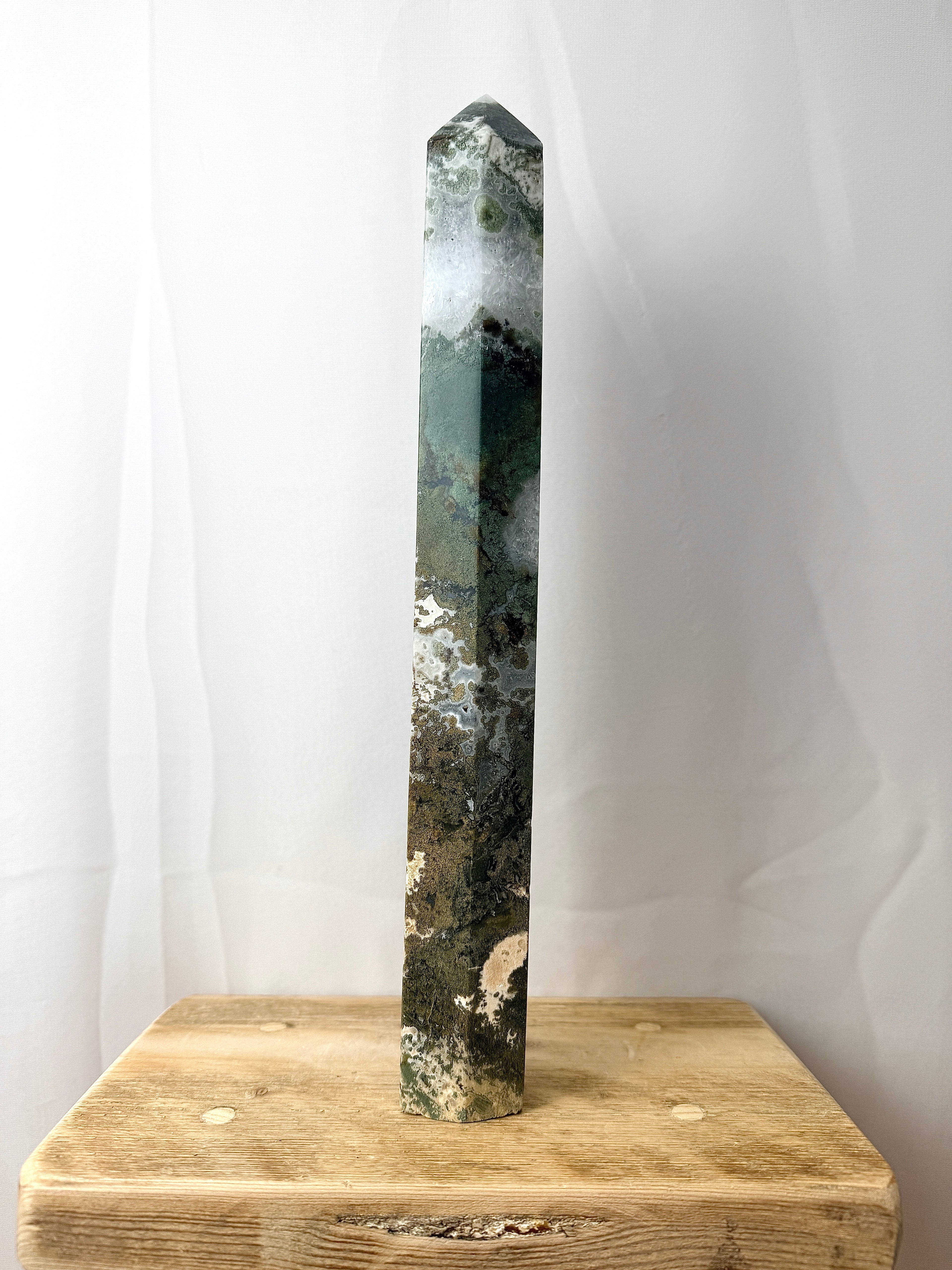 Large Moss Agate Tower (#3)