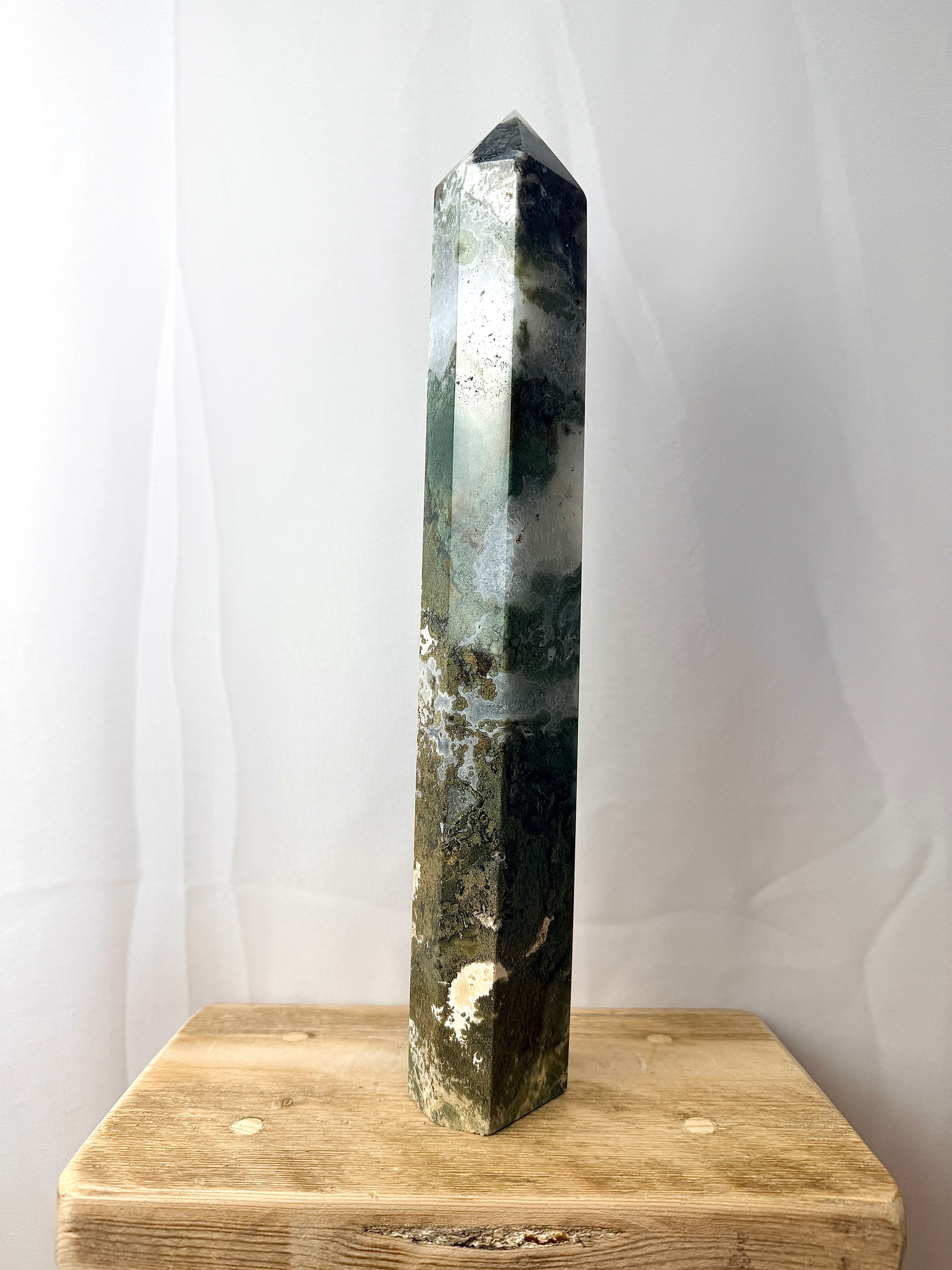 Large Moss Agate Tower (#3)