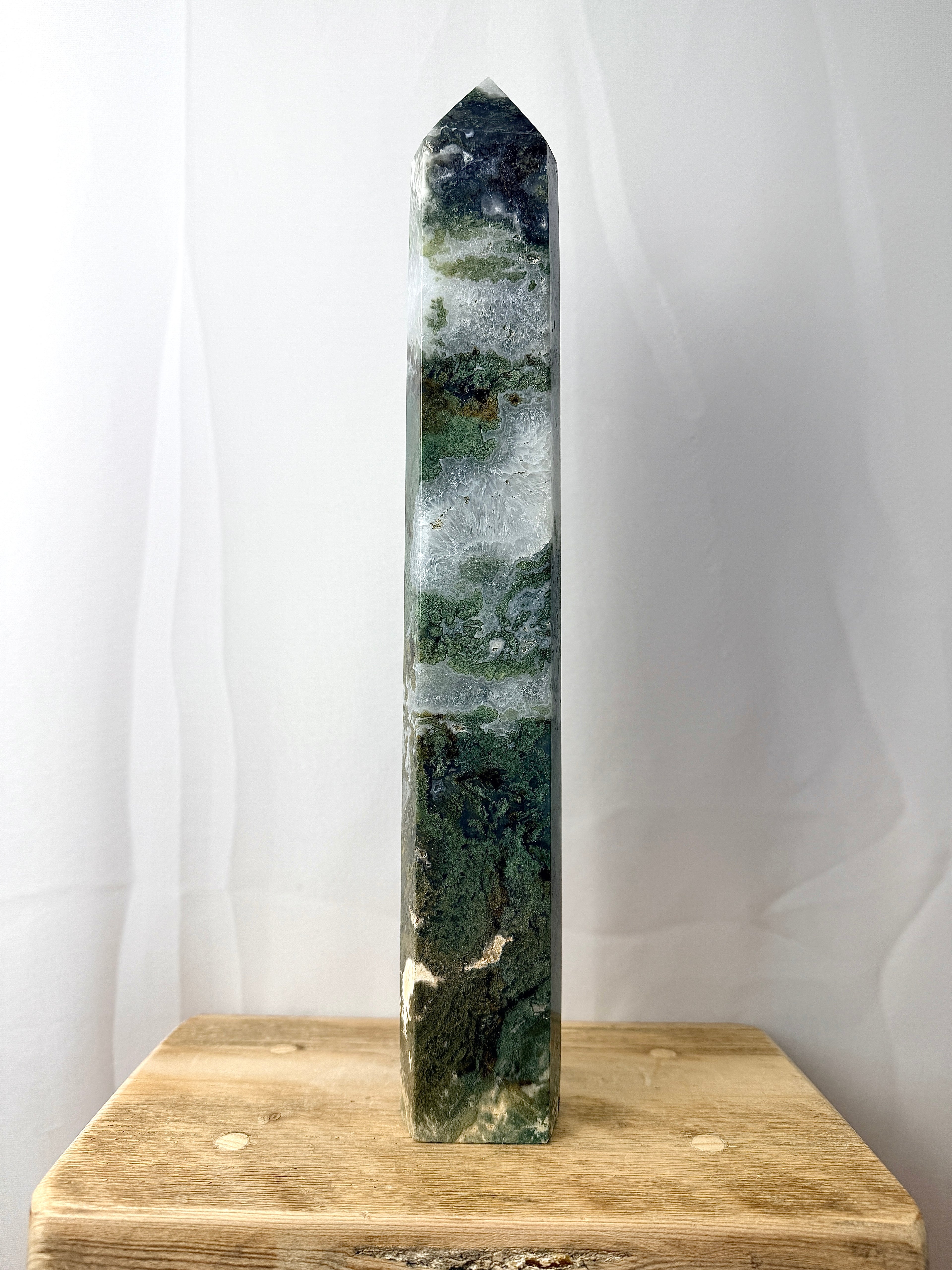 Large Moss Agate Tower (#3)
