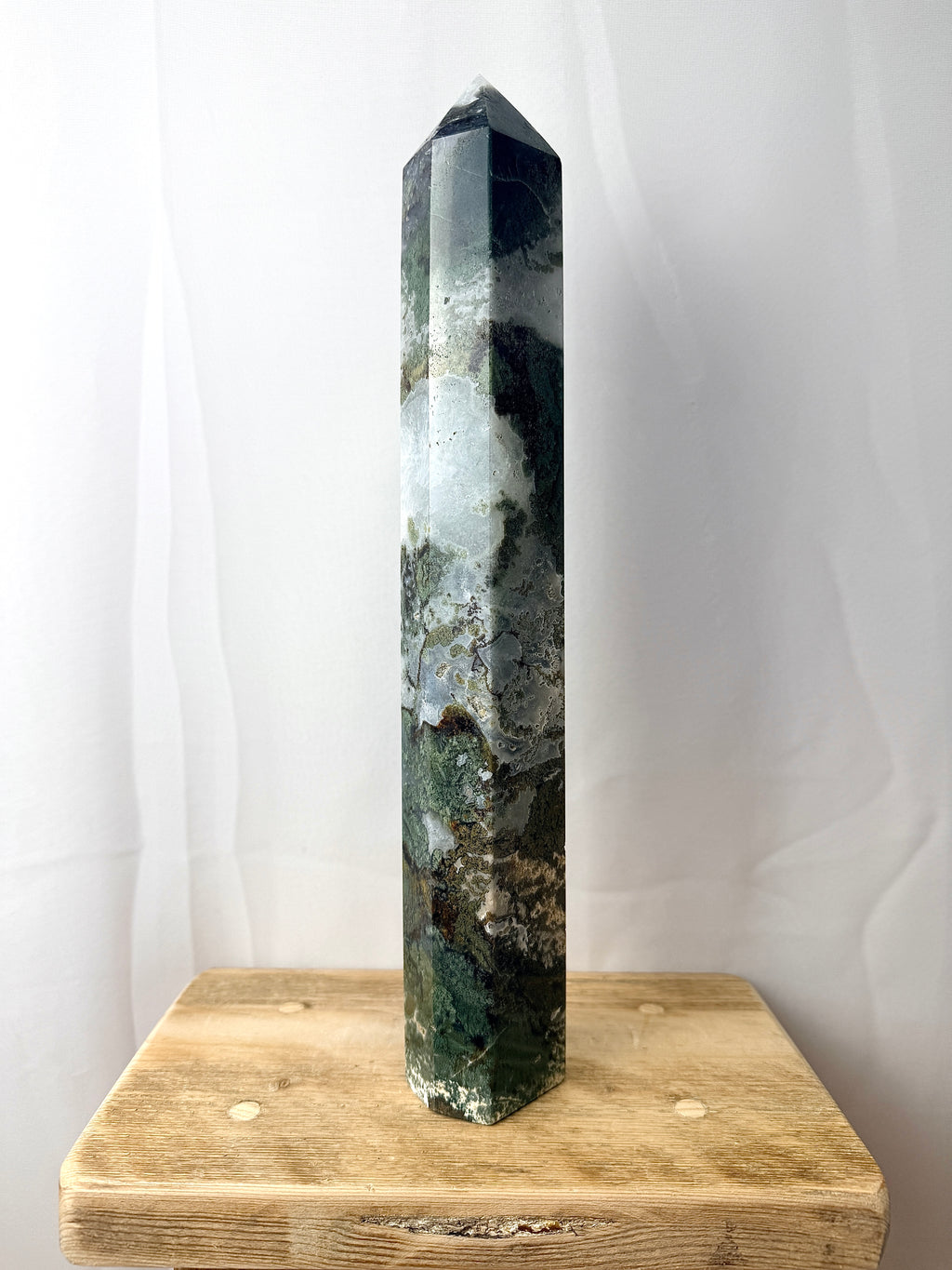 Large Moss Agate Tower (#3)
