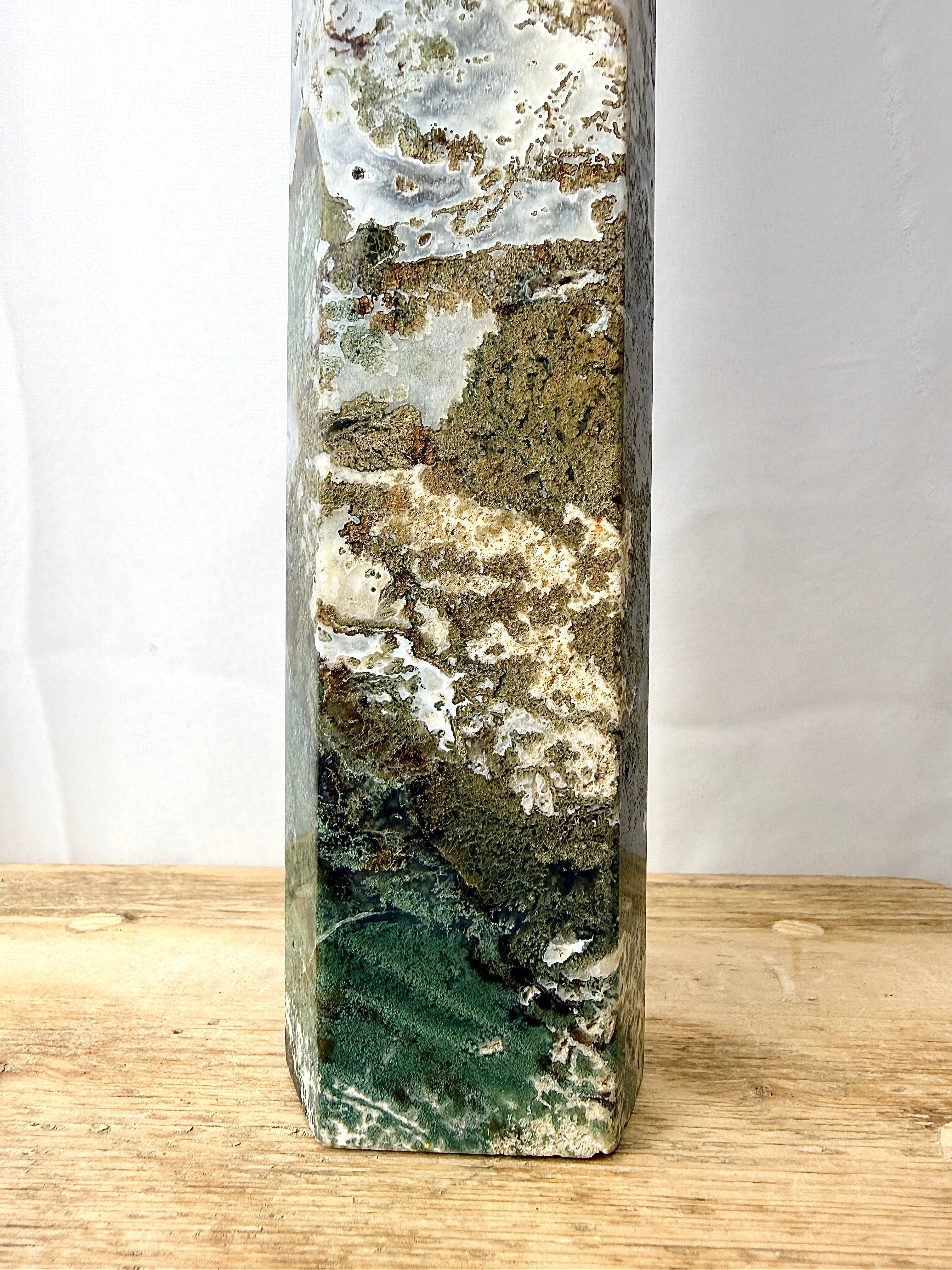 Large Moss Agate Tower (#3)