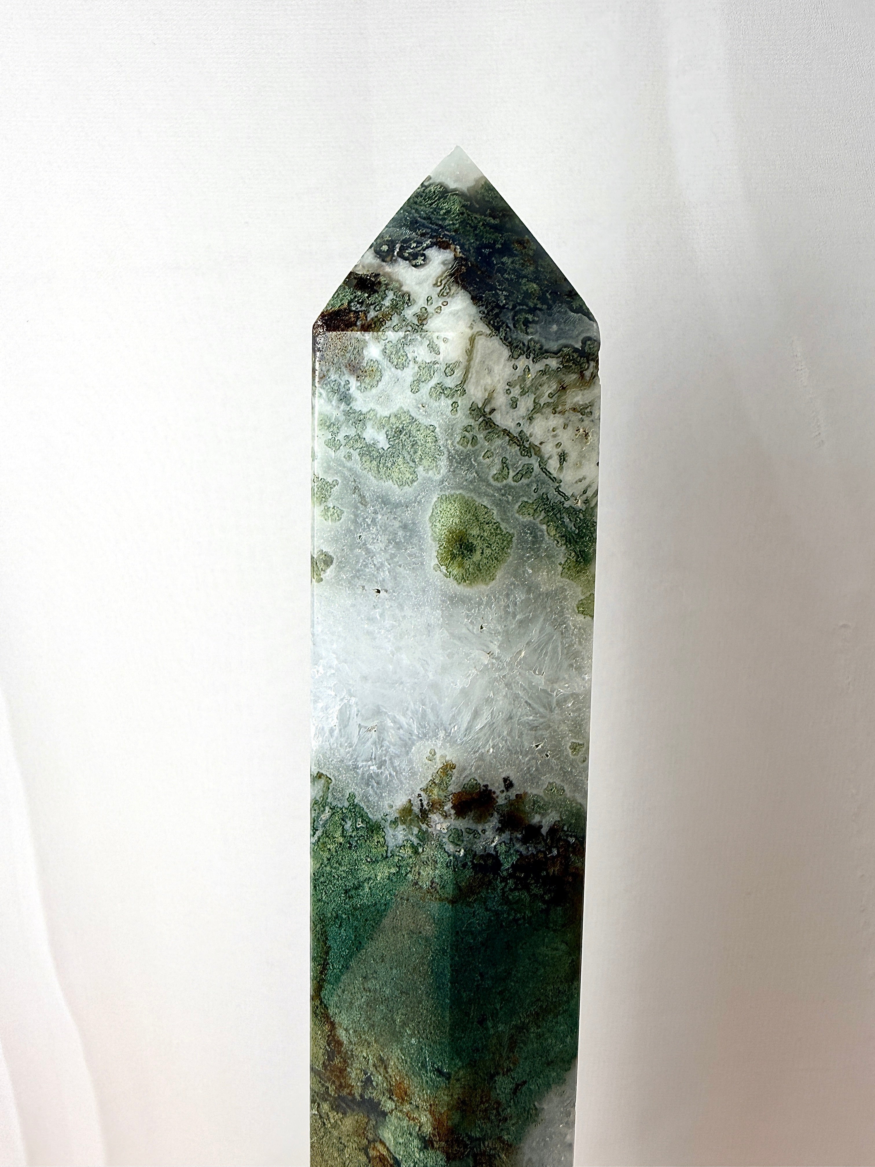 Large Moss Agate Tower (#3)