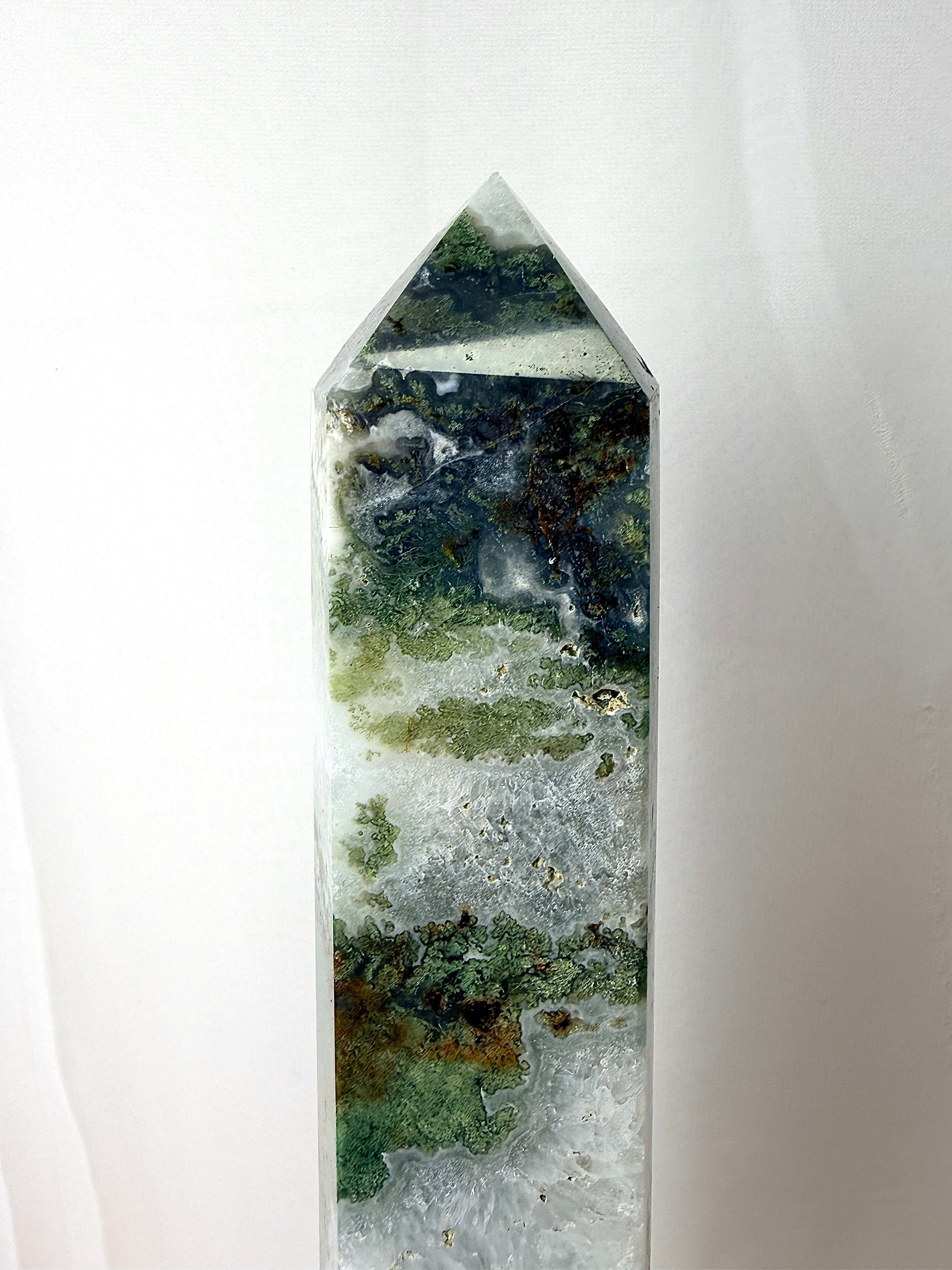 Large Moss Agate Tower (#3)